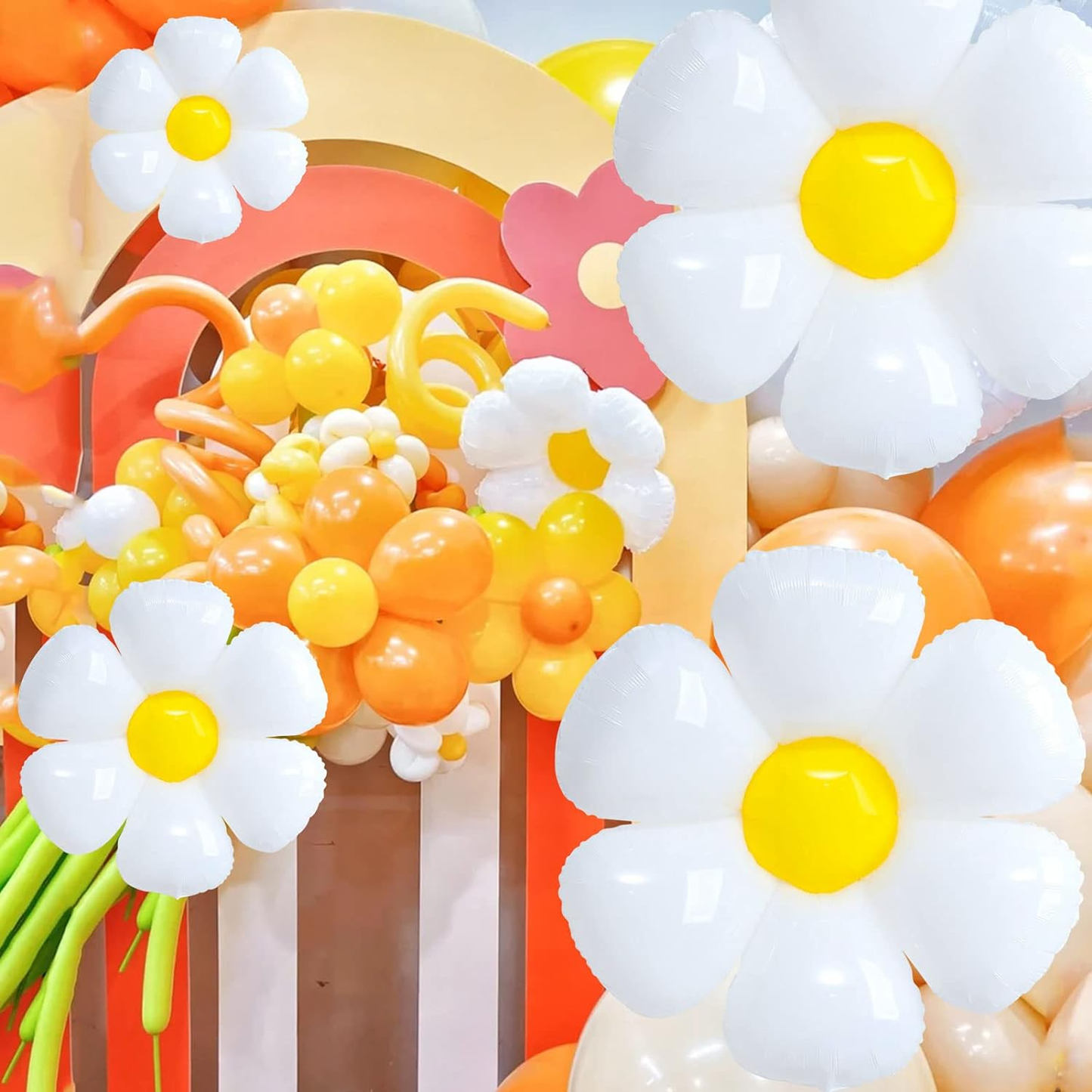 Daisy Flower Foil Balloons for One or Two Groovy Party Decorations Girls Daisy Themed Birthday