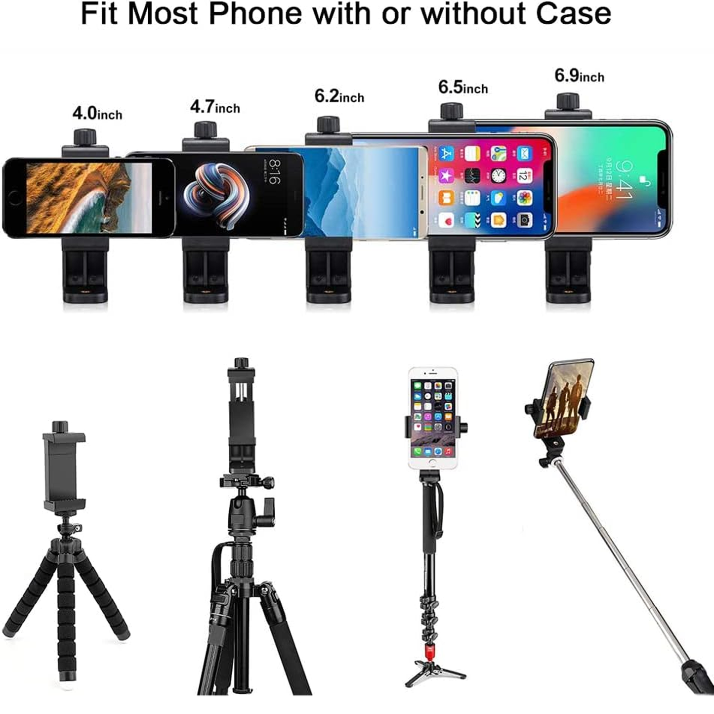 Universal Smartphone Tripod Cell Phone Mount Adapter Adjustable Clamp 360 Rotatable Bracket for lphone Samsung