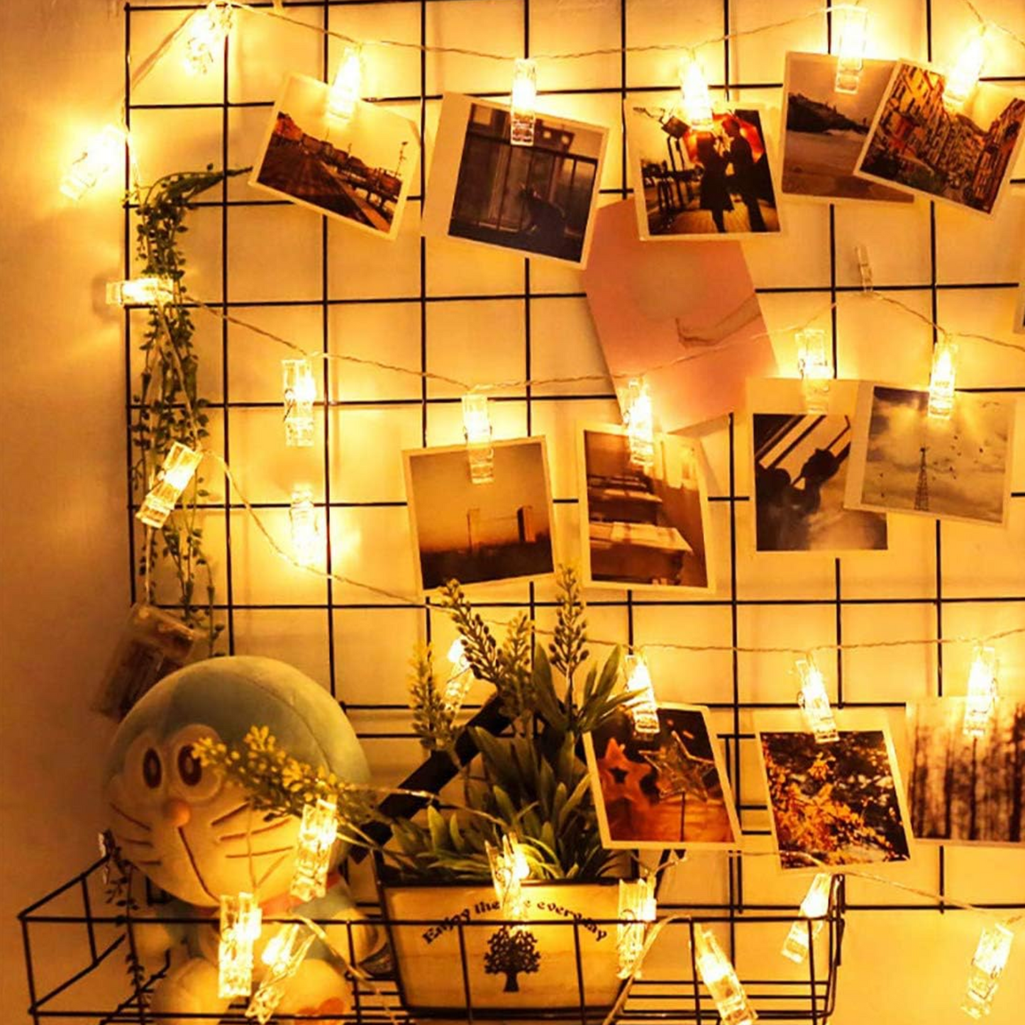 Photo Clip String Lights LED Battery Operated Fairy Copper String Lights with Clips  for Pictures Bedroom