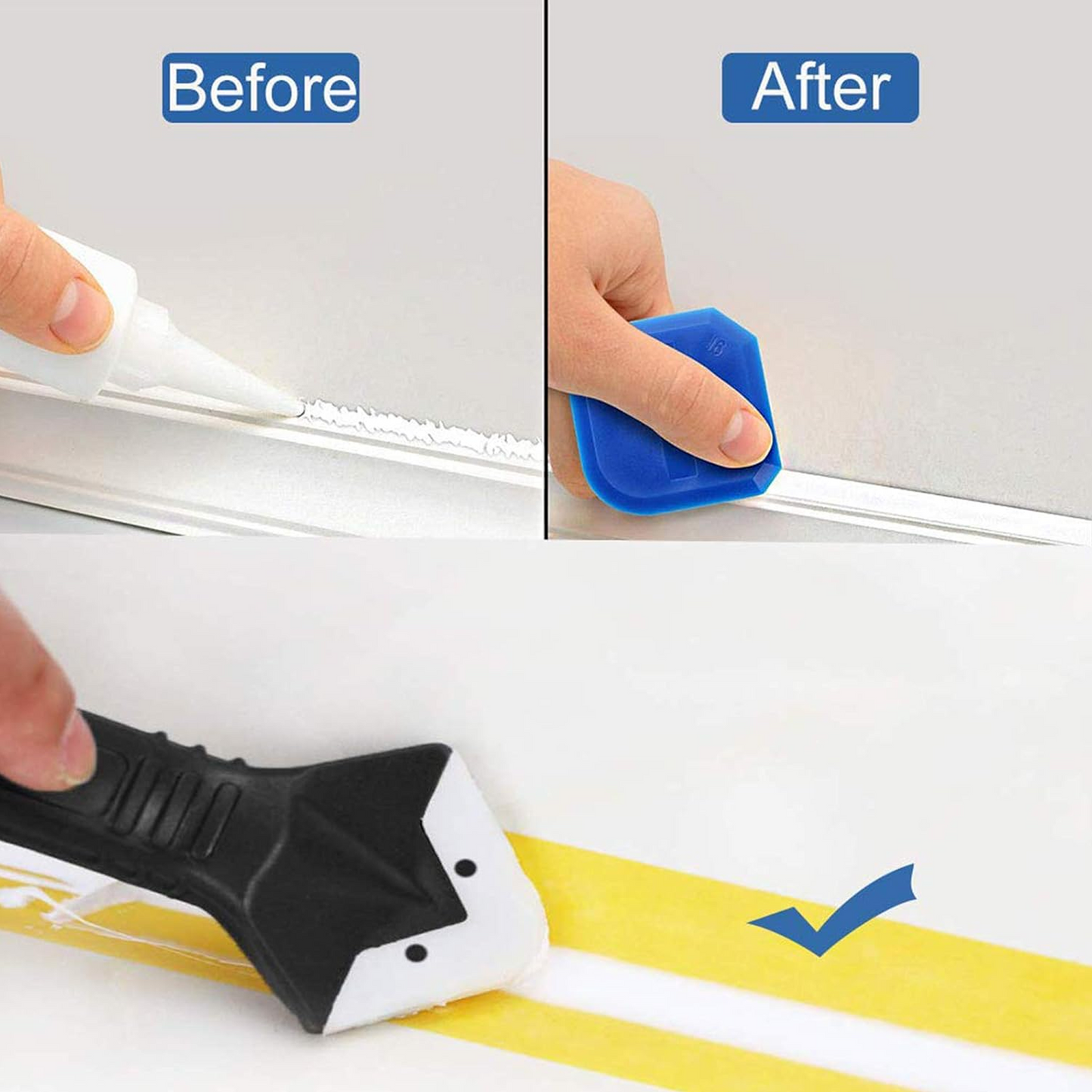 5In1 Silicone Scraper Caulking Tool Glass Glue Angle Scraper Adhesive Caulking Finishing Tool