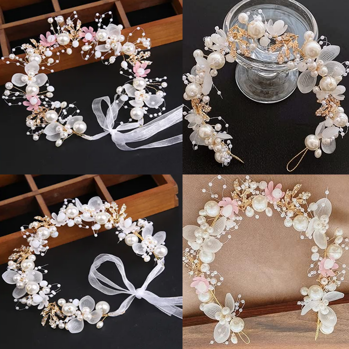 Flower Headbands Rhinestone Leaf Floral Flower Bridal Hair Accessories for Girls and Women