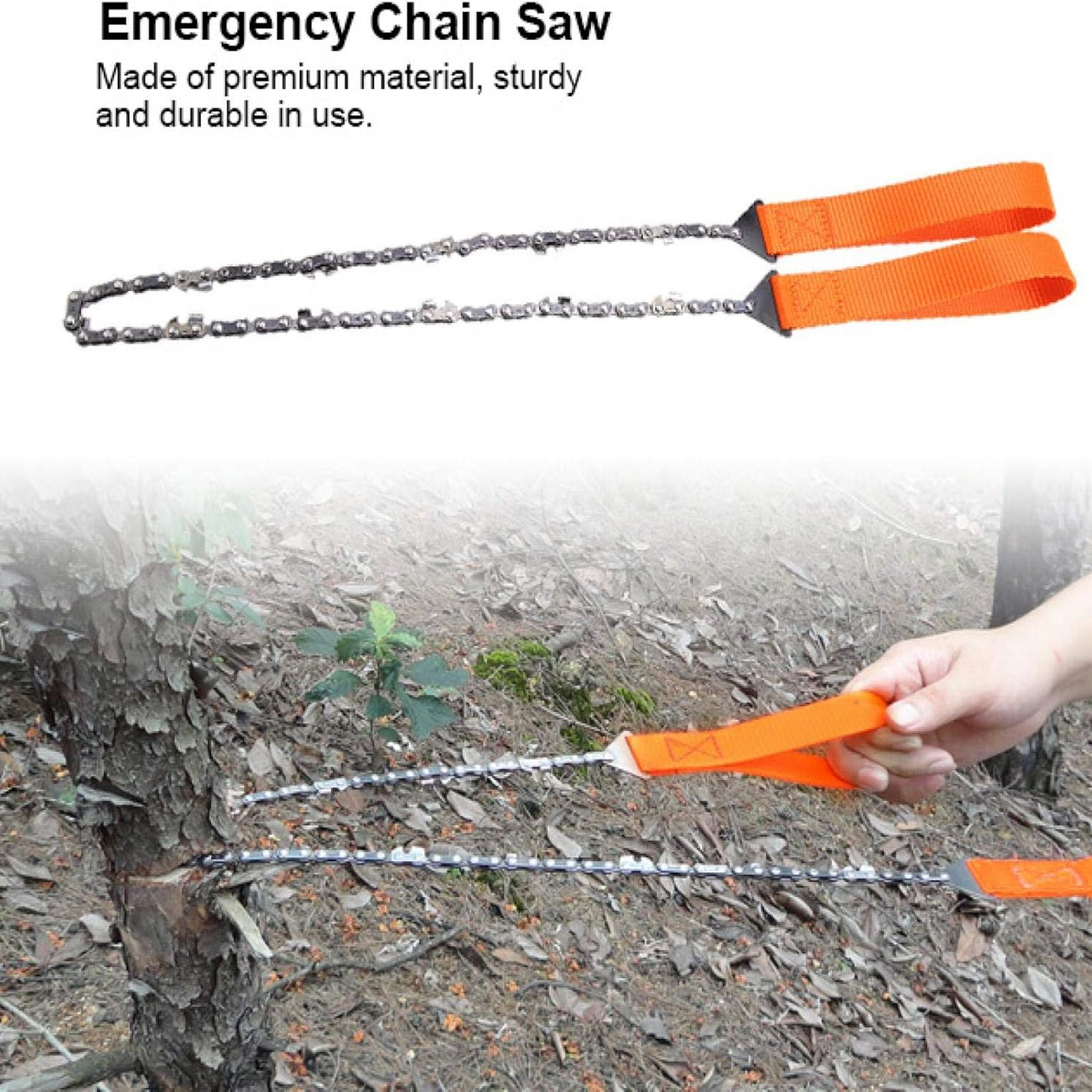 Pocket Chainsaw Folding Chain Hand Saw with Carry Pouch for Outdoor Survival Camping, Hiking