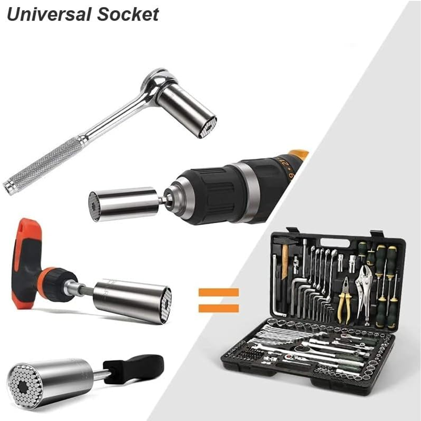 7-19mm Universal Socket Wrench Tool Power Drill Adapter Set Multi-Function Ratchet Wrench Repair Tools