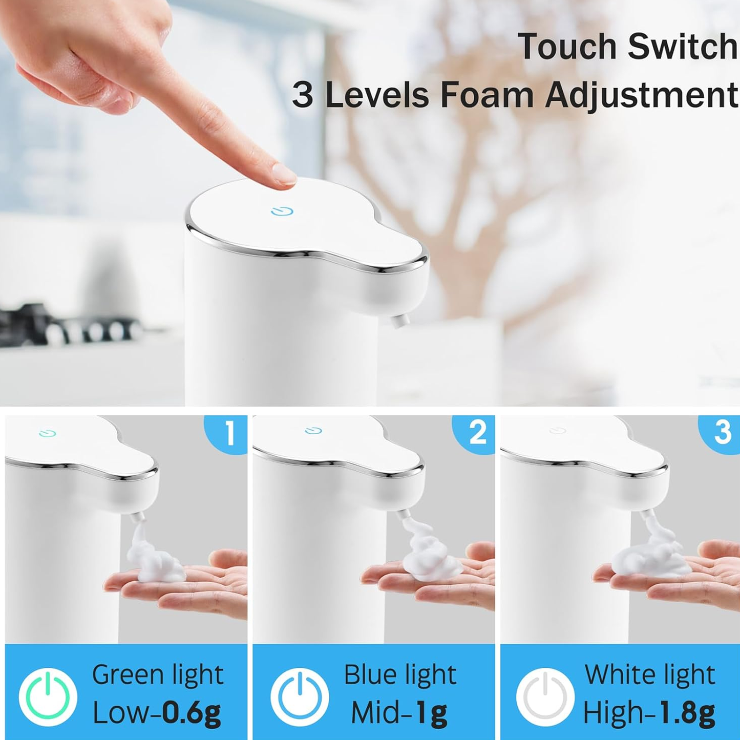 Automatic Hand Soap Dispenser Waterproof Rechargeable for Home Bathroom, Kitchen