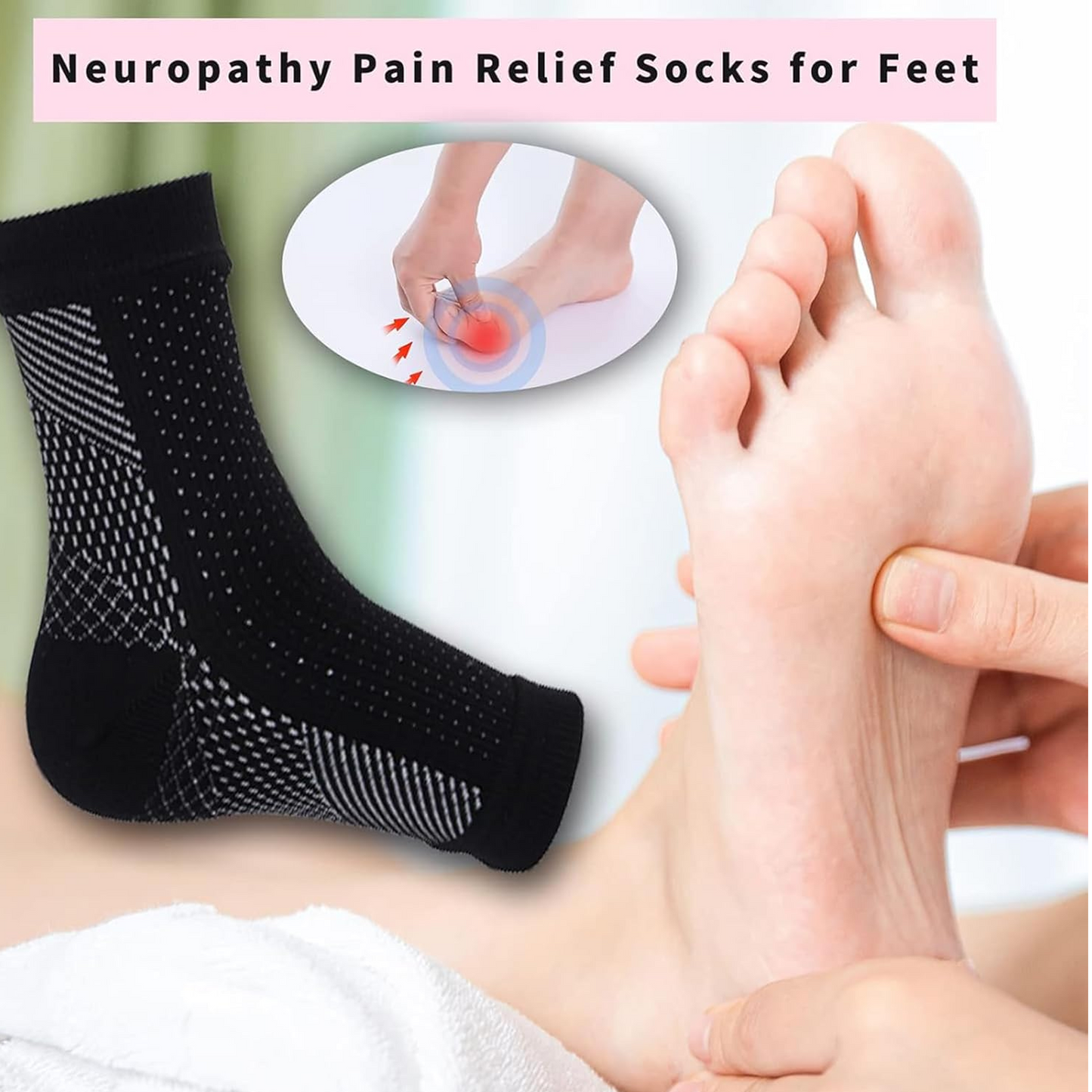 Ankle Foot Compression Fasciitis Socks Pain Relief Neuropathy Socks for Arch and Heel and Feet Relief