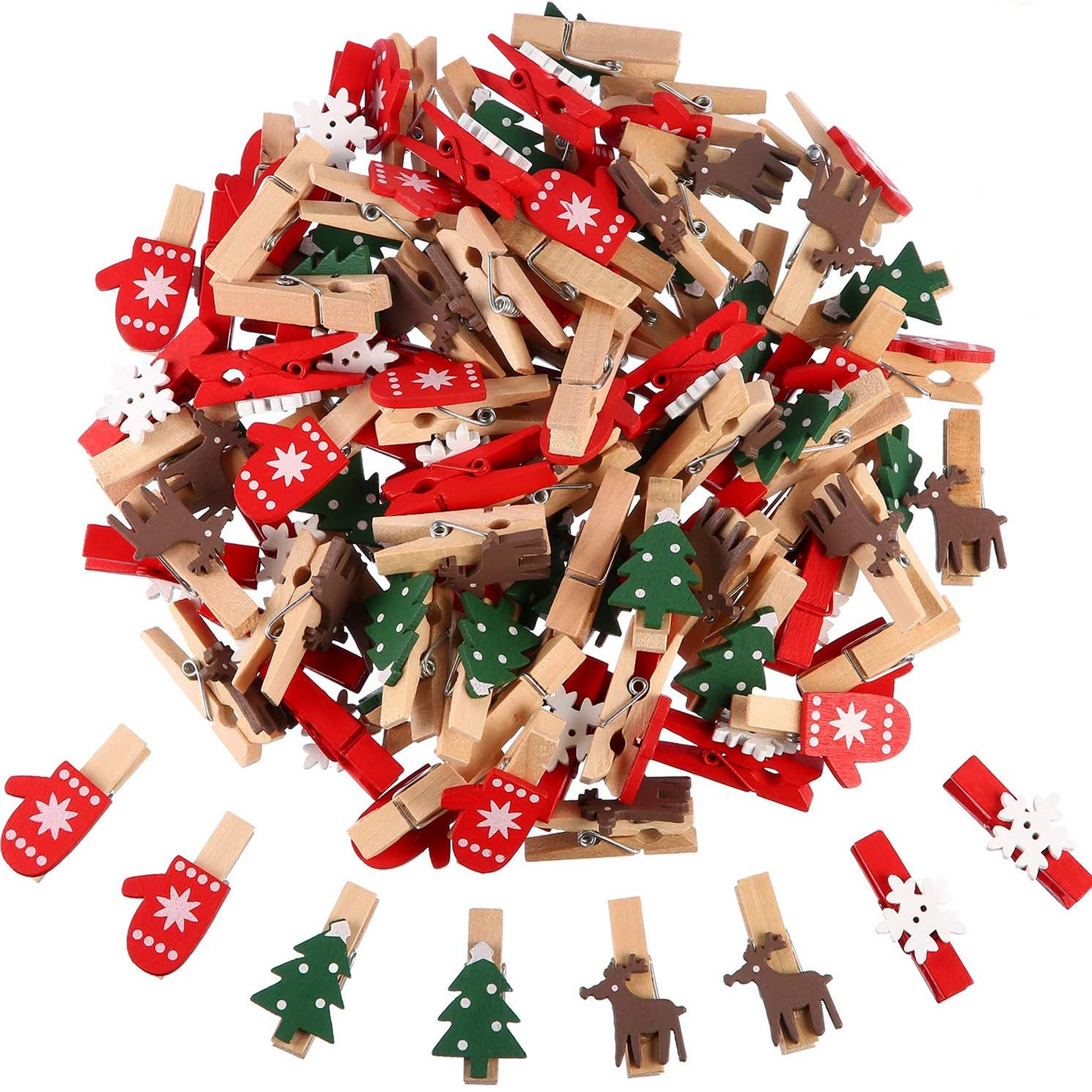 25pcs Christmas Wooden Clips Craft Clothespins Photo Paper Peg Pin Craft Clip Pictures Note for Christmas Cards