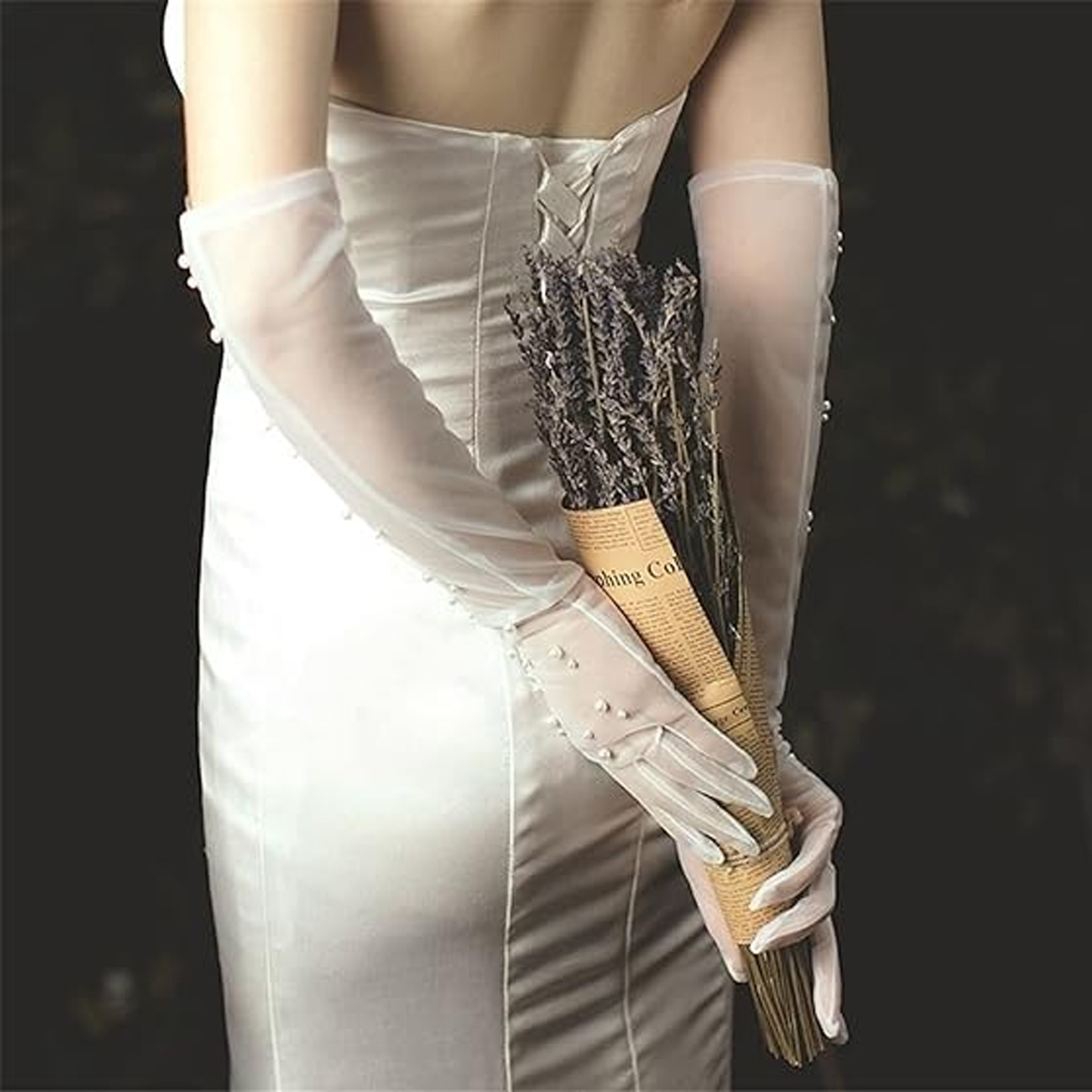 Wedding Long Pearl Gloves Wrist Bridal Bands Cuffs Arm Covers for Bride Women, Girls and Ladies