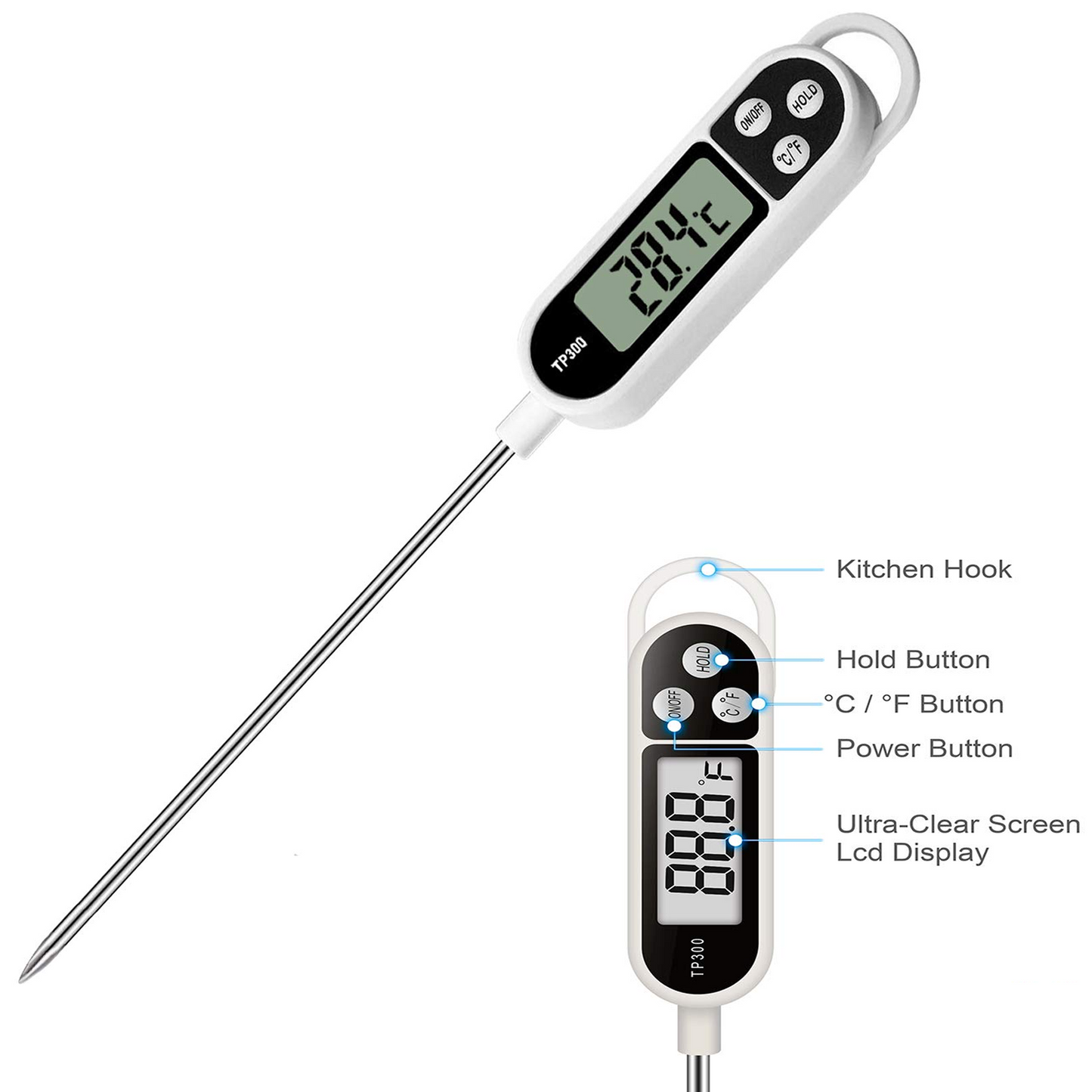 Digital Kitchen Meat Food Candy Thermometer for Oil Deep Fry BBQ Grill Smoker Pork Milk