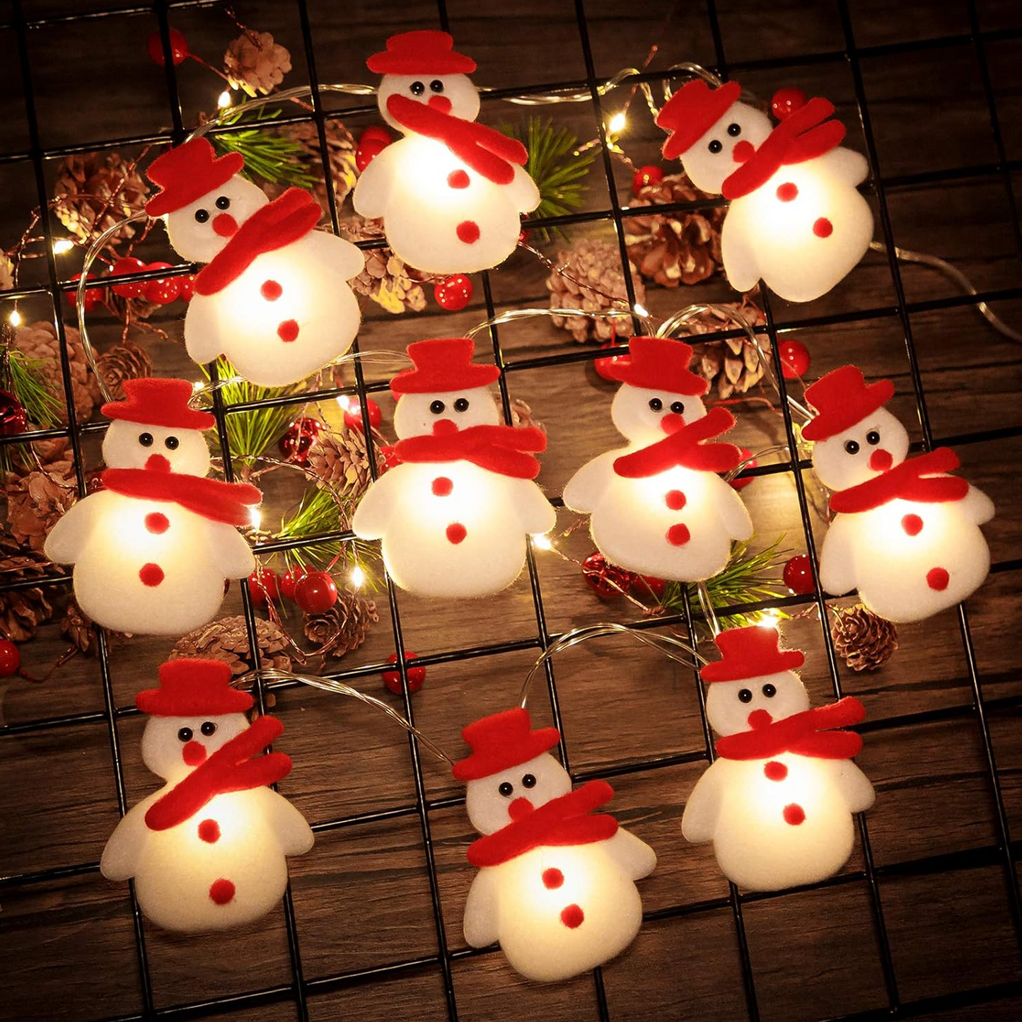 Christmas Snowman String Lights Waterproof Light Up for Xmas Indoor Outdoor Decorations