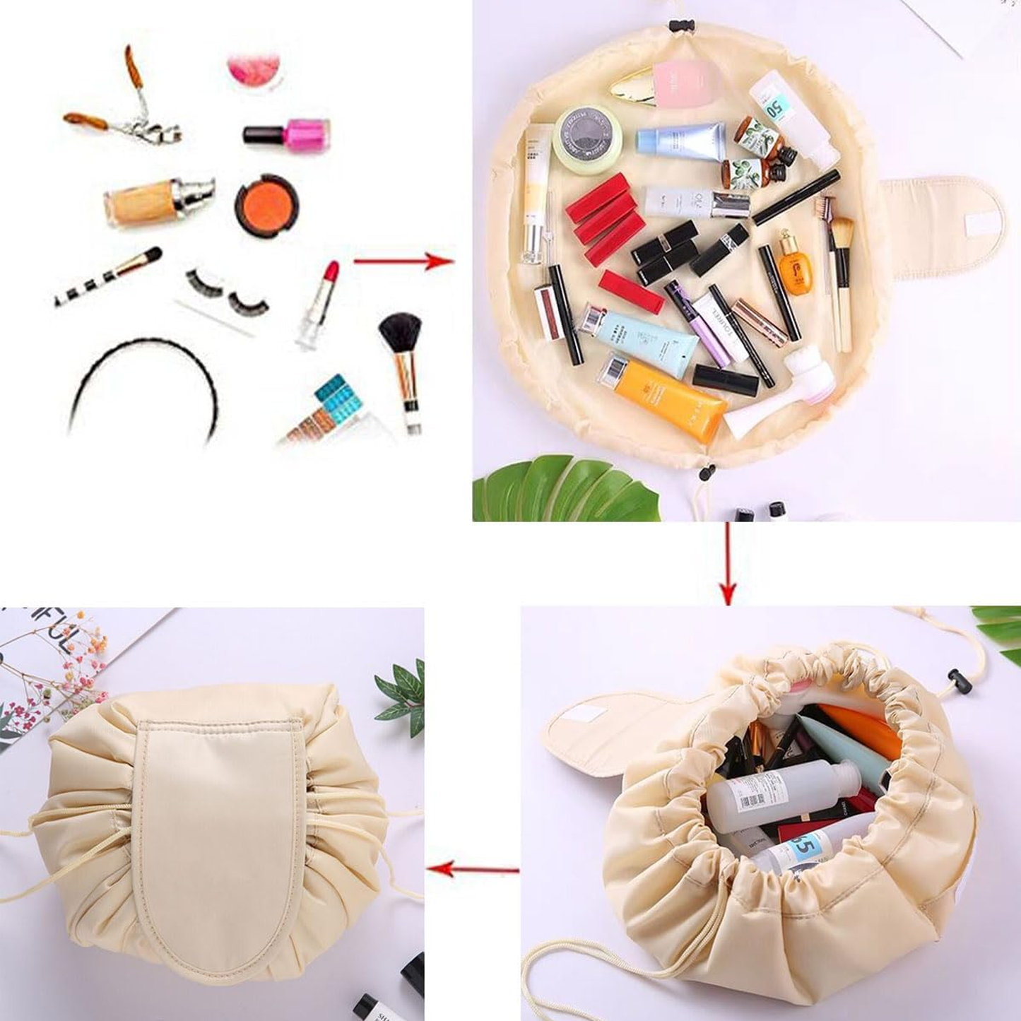 Drawstring Makeup Bag Organizer Water-Resistant Cosmetic Pouch for Travel & Durable Toiletry Bag