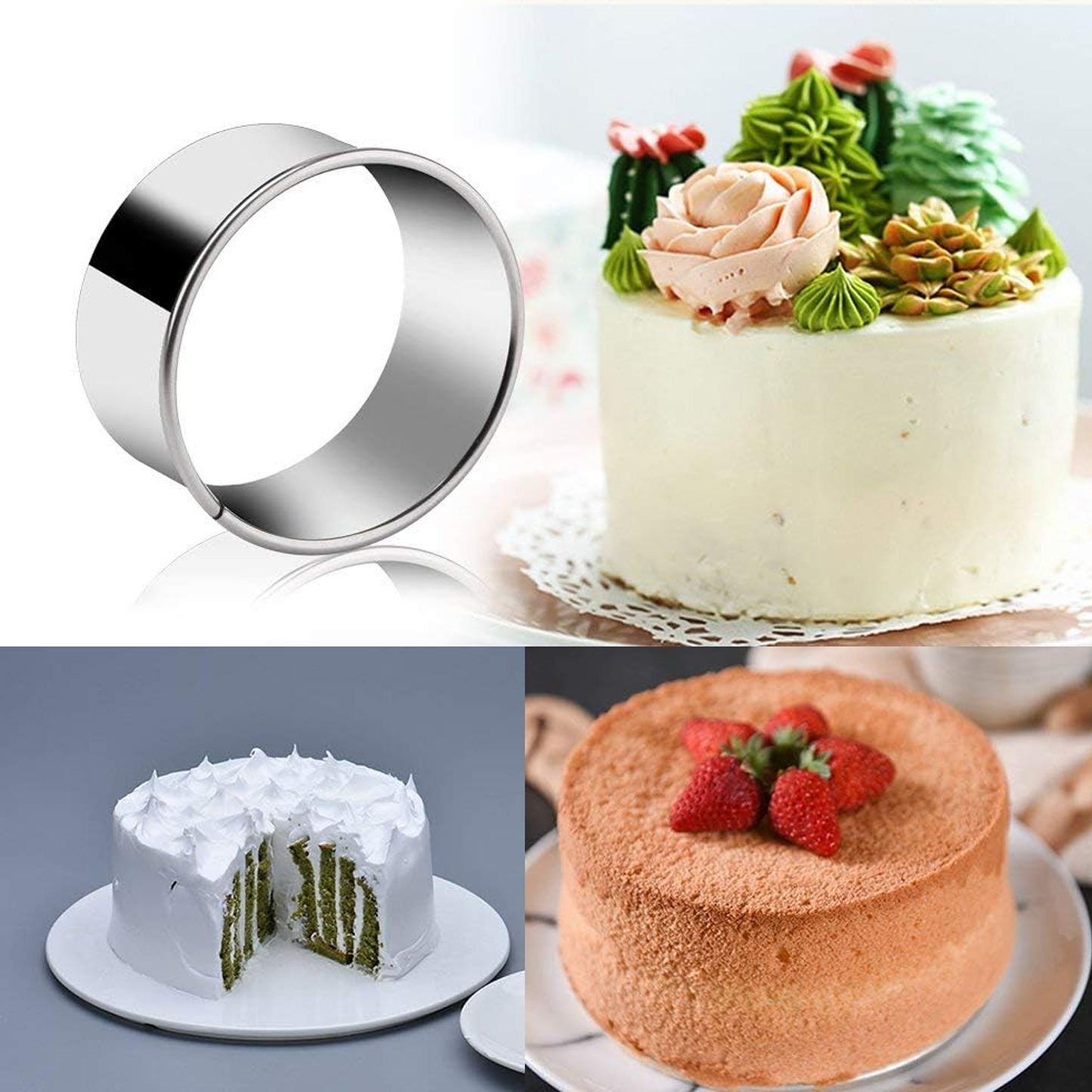 Stainless Steel Round Biscuit Cookie Cutters Set Donut Ring Pastry Molds for Baking Doughnuts