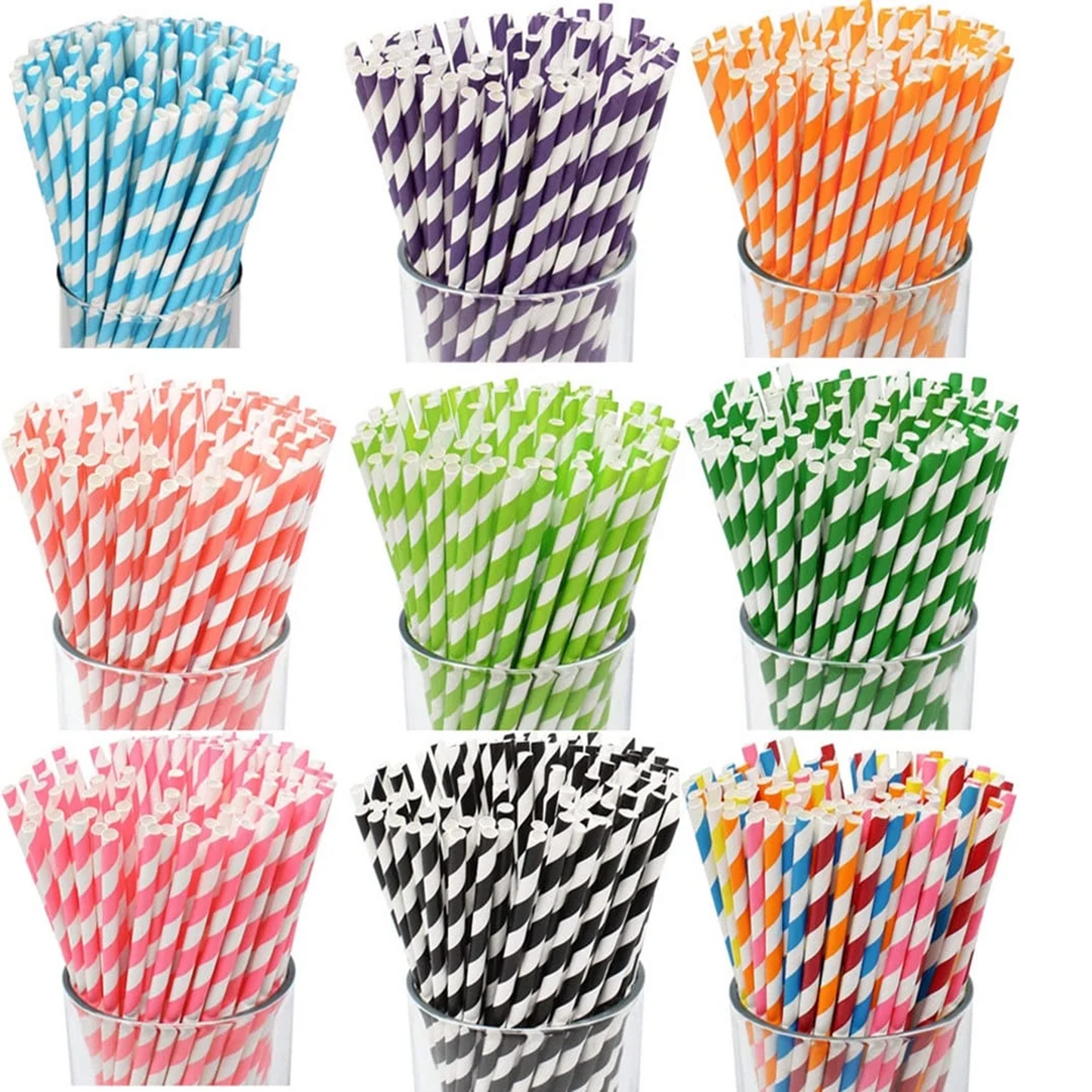 25pcs Disposable Striped Paper Drinking Straws for Cocktail, Milkshake, Coffee, Lemonade