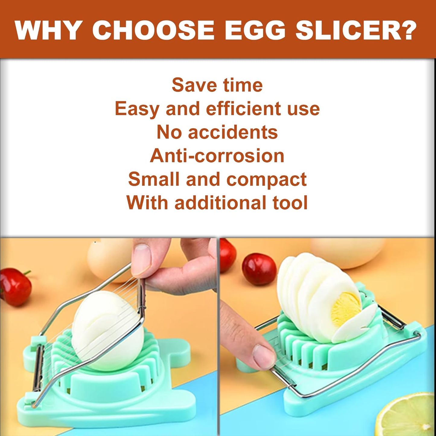 Egg Slicer Stainless Steel Hard Boiled Eggs Cutter for Soft Fruit Eggs Mushroom Food Peeler