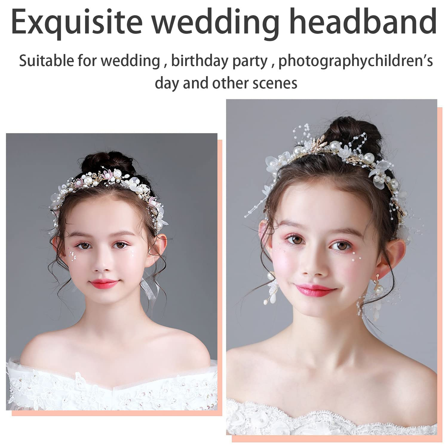 Flower Headbands Rhinestone Leaf Floral Flower Bridal Hair Accessories for Girls and Women