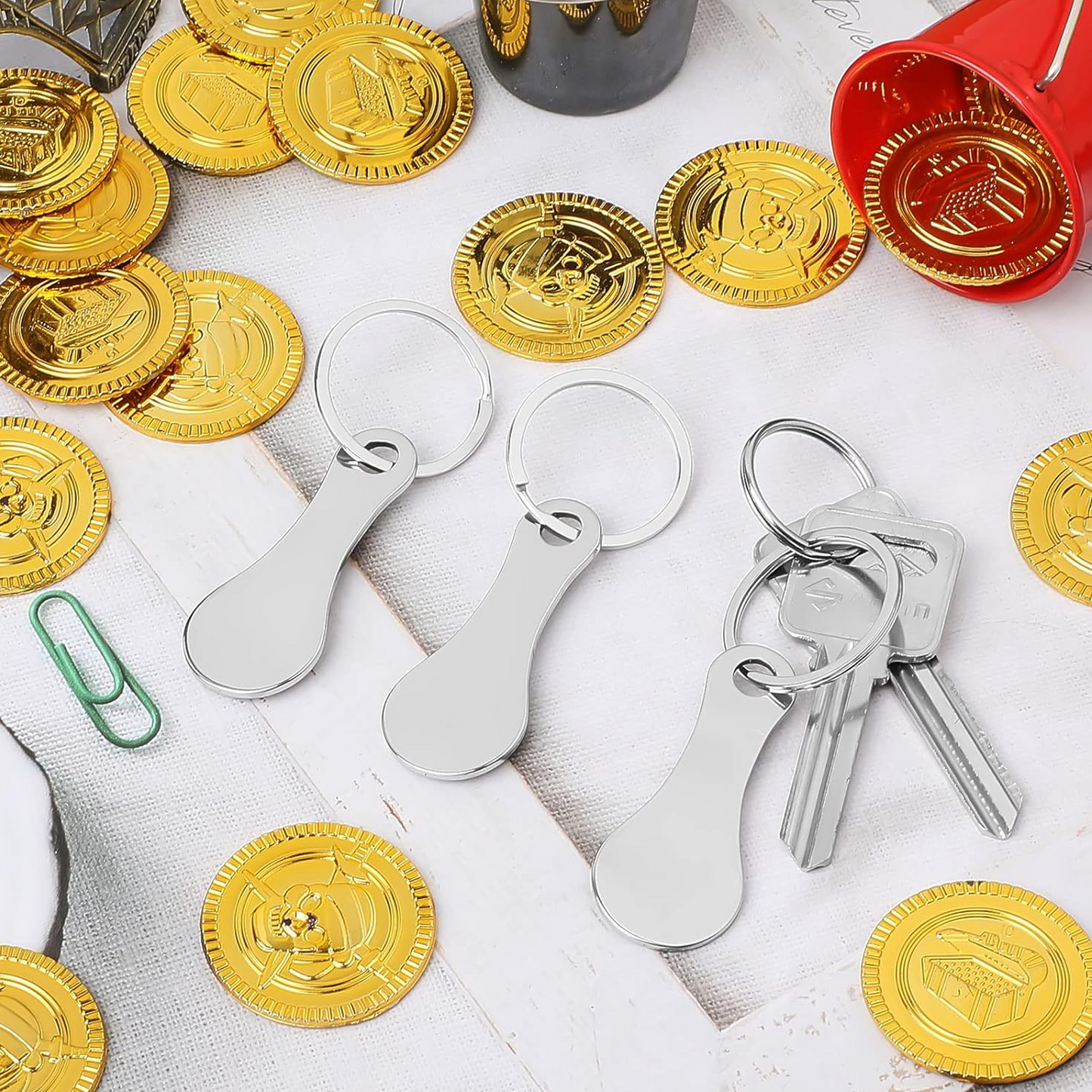 Shopping Trolley Tokens Key Rings Keyrings Decorations for Men Women Shopping Cart Grocery Shopping Trolleys