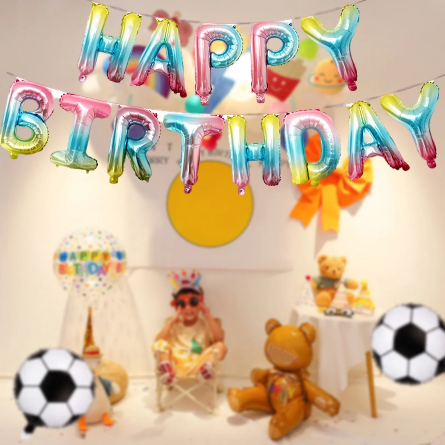 Happy Birthday Balloons Banner Foil Letters for Decorations Birthday Banner Kids, Child, Adults, Boys & Girls