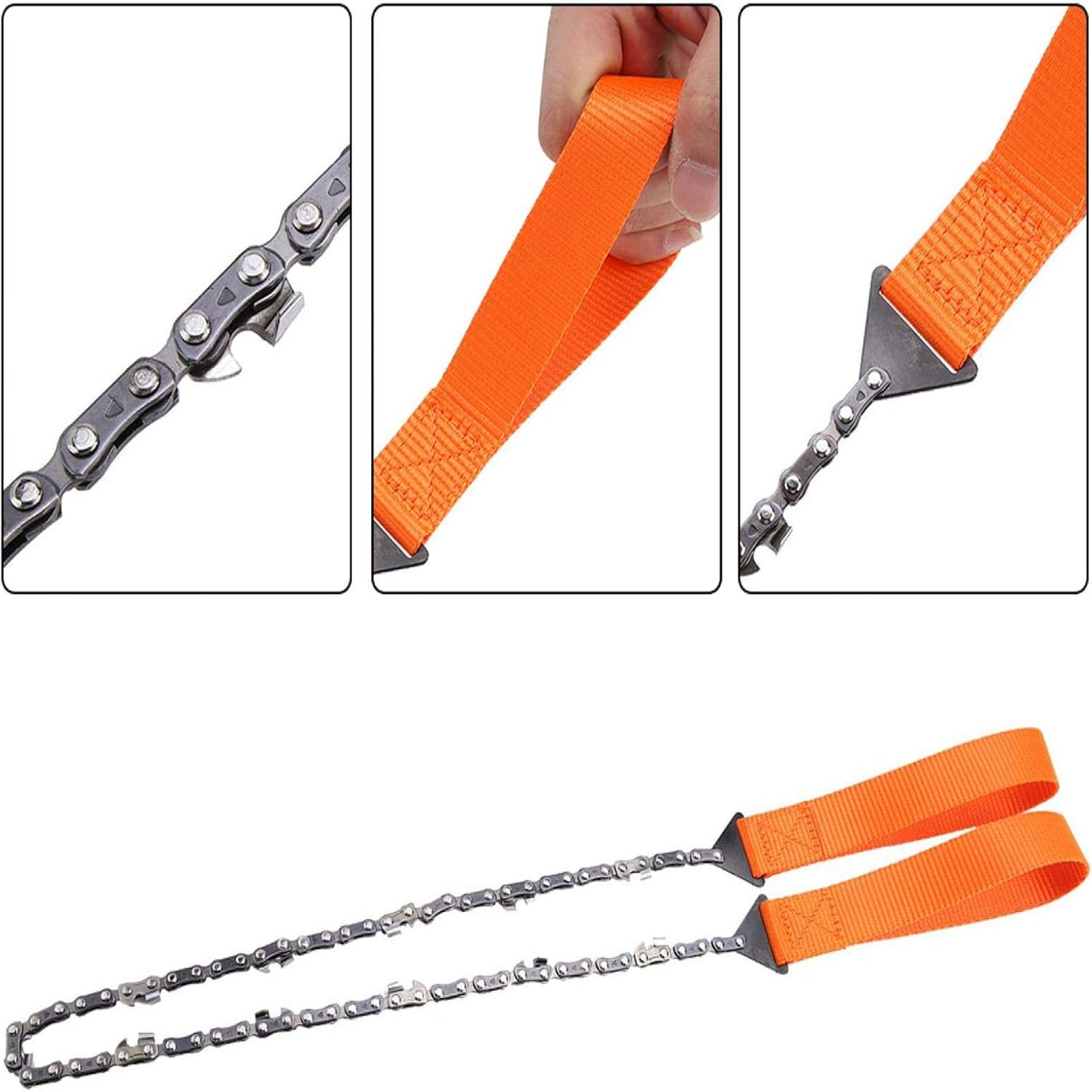 Pocket Chainsaw Folding Chain Hand Saw with Carry Pouch for Outdoor Survival Camping, Hiking