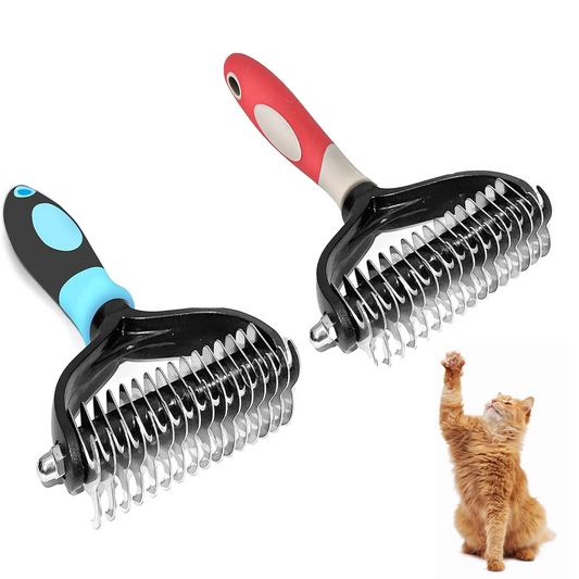 Professional Pet Deshedding Brush 2 Sided Dematting Dog Comb Cat Brush Rake Puppy Grooming Tools Undercoat Shedding Flying Hair