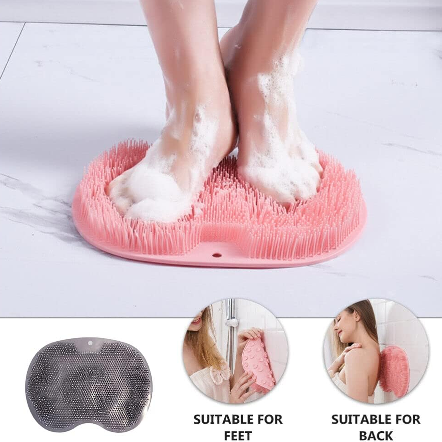 Shower Foot & Back Scrubber Mat Silicone Bath Massage Brush for Massage Cleaner Wash