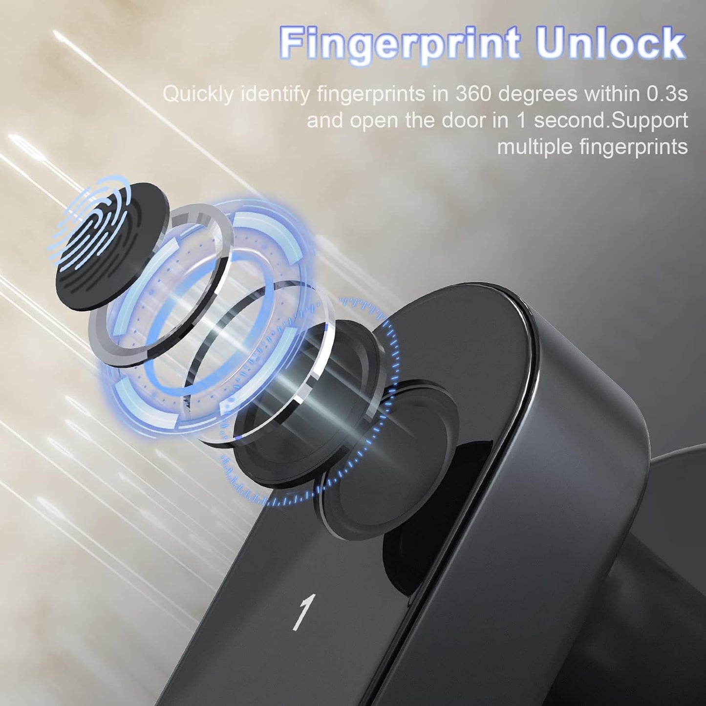 M3 Fingerprint Door Lock, Keypad with Biometric For Indoor Wooden Metal Door Black