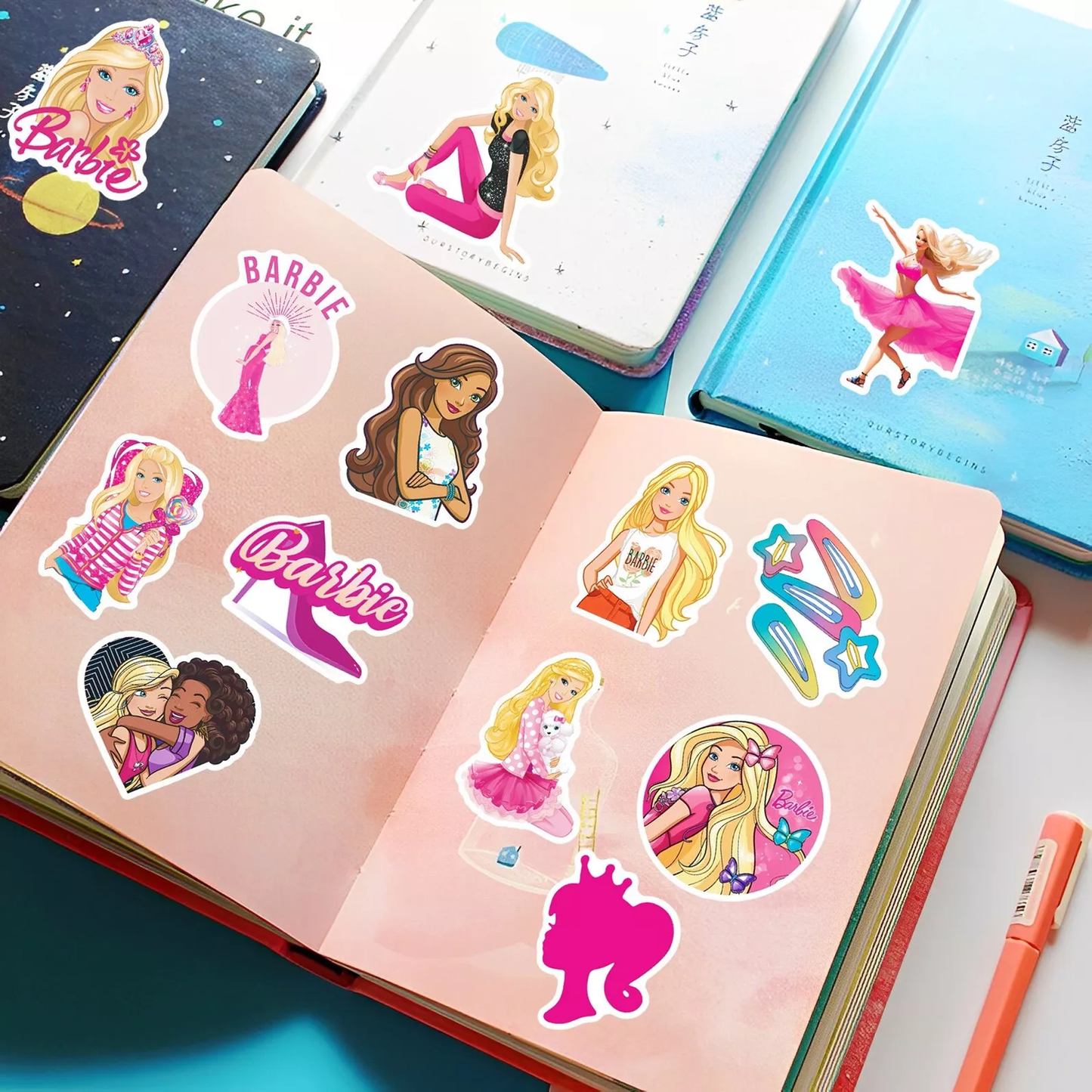 50Pcs Anime Barbie Princess Stickers Waterproof Cartoon Stickers for Water Bottles Laptop Skateboards