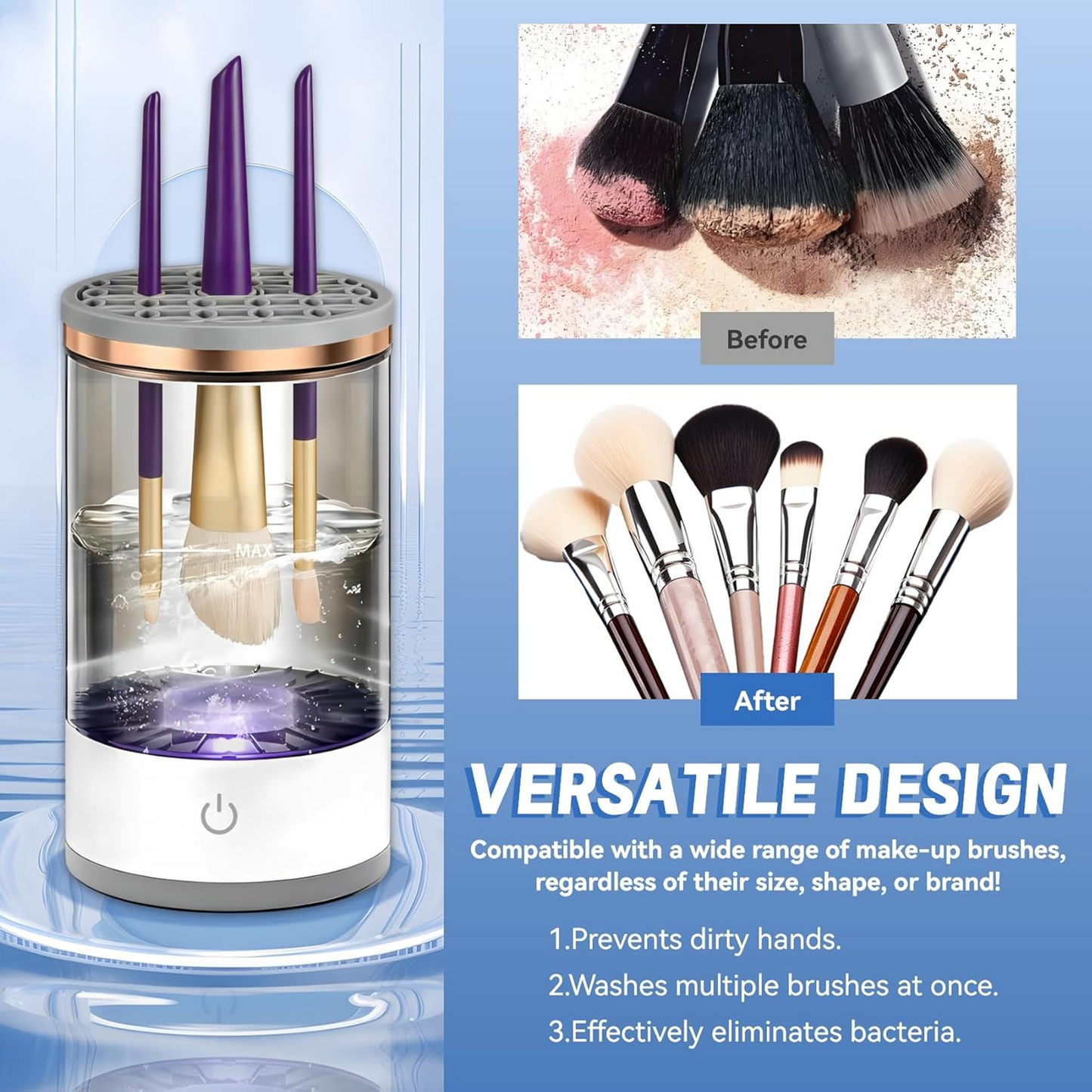 Electric Makeup Brush Cleaner Machine Cleaning Easy and Convenient Fits All Size Makeup and Paint Brushes