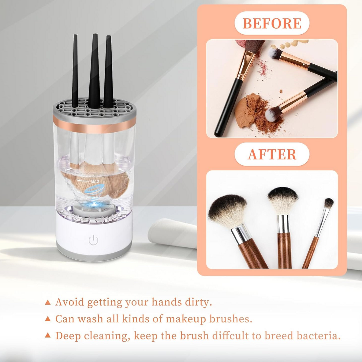 Electric Makeup Brush Cleaner Machine Cleaning Easy and Convenient Fits All Size Makeup and Paint Brushes