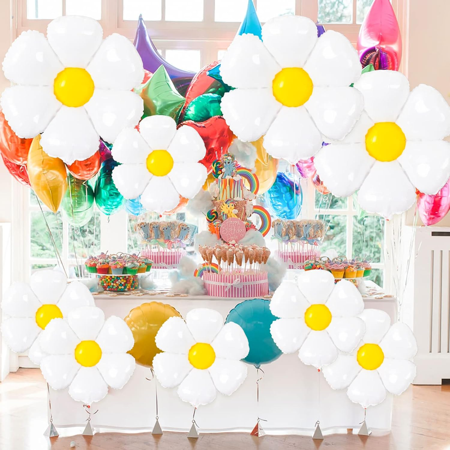 Daisy Flower Foil Balloons for One or Two Groovy Party Decorations Girls Daisy Themed Birthday