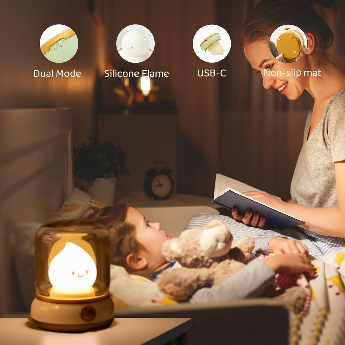 Cute Flameless Candle Light Retro Kerosene Lamp LED Rechargeable Night Light with Timer