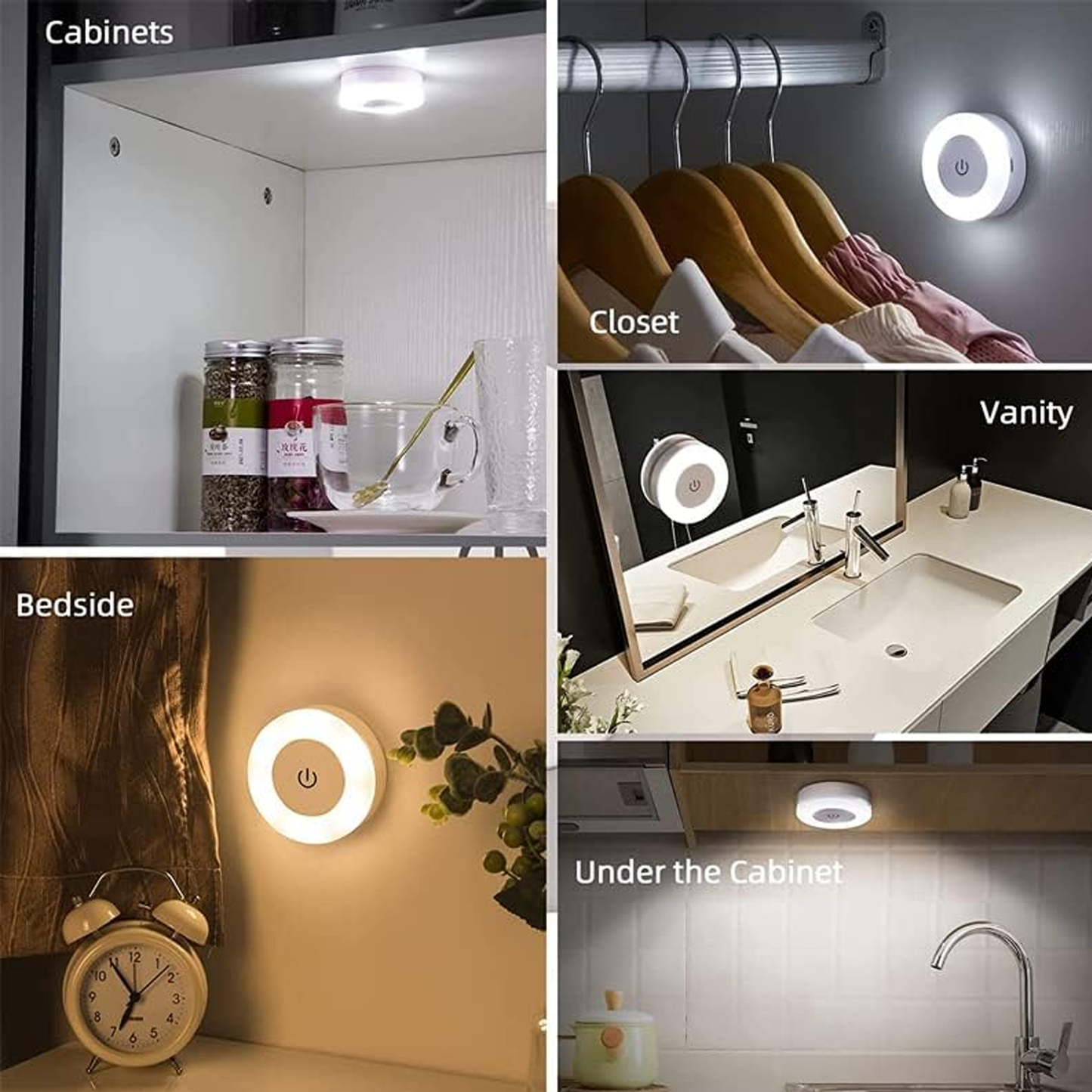 Round LED Touch Sensor Night Lights 3 Modes USB Rechargeable Wall Lights for Bedroom, Living Room