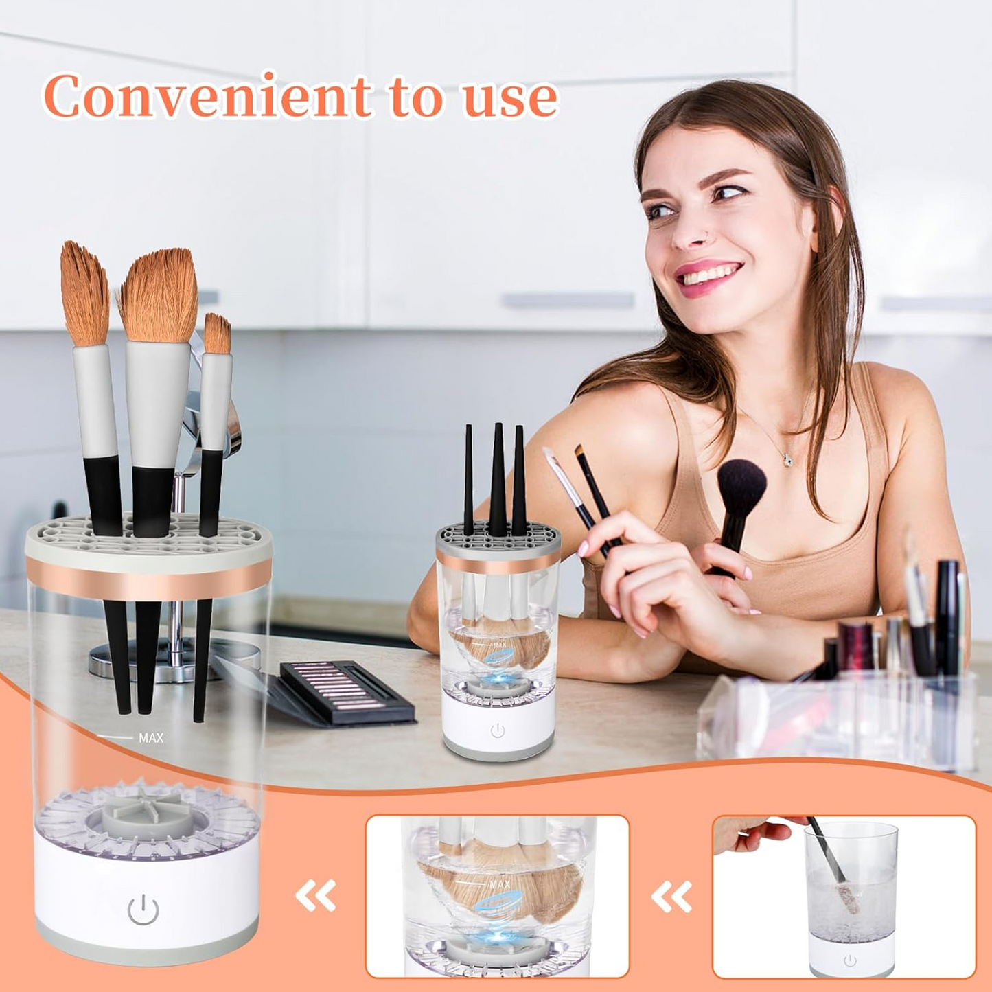 Electric Makeup Brush Cleaner Machine Cleaning Easy and Convenient Fits All Size Makeup and Paint Brushes