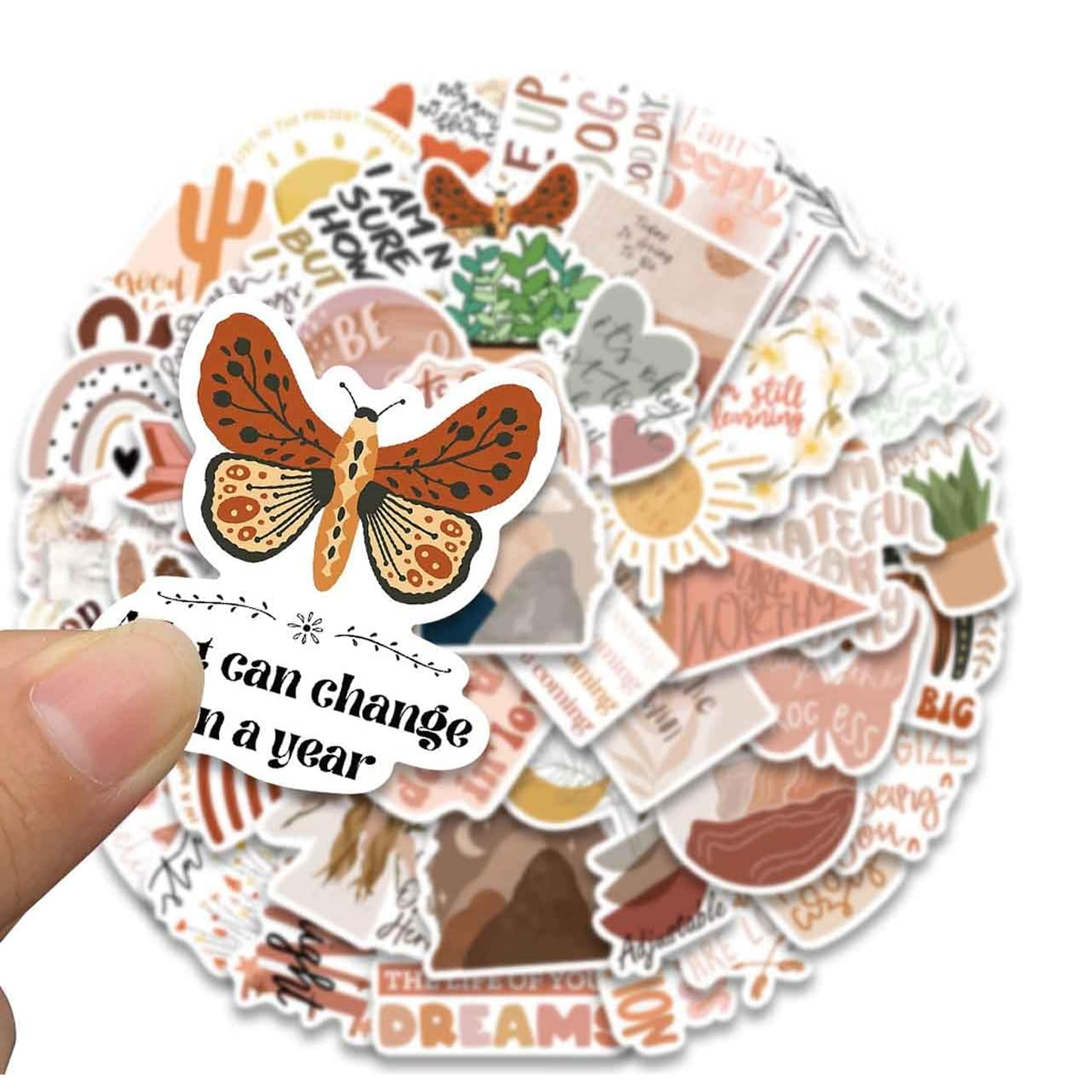 50pcs Vintage Bohemia Inspirational Stickers for Laptop Water Bottles Phone Scrapbook