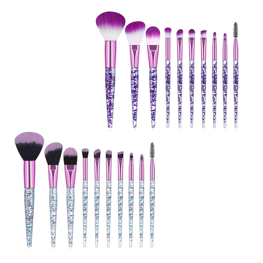 10PCS Glitter Crystal Sparkle Makeup Brush Cosmetic Brushes Kit for Foundation Concealer Eye Shadow Eyeliner