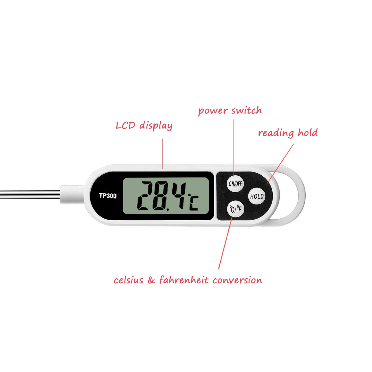 Digital Kitchen Meat Food Candy Thermometer for Oil Deep Fry BBQ Grill Smoker Pork Milk