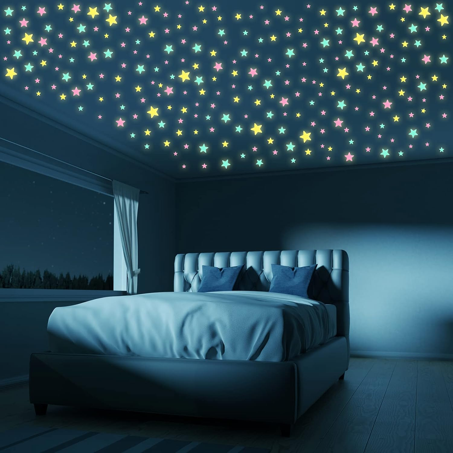 3D Luminous Glow in The Dark Stars Fluorescent Stickers for Kids Bedroom, Room Decor