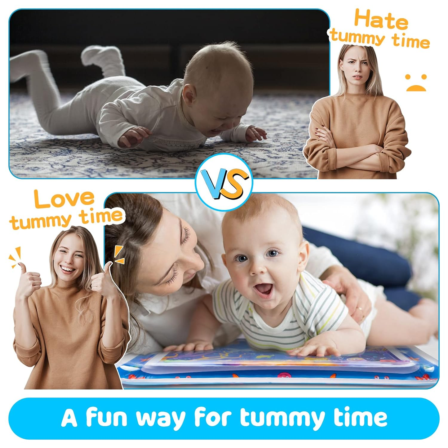 Inflatable Tummy Time Water Baby Play Mat Toys for Infants 3 6 9 Months Baby, Kids