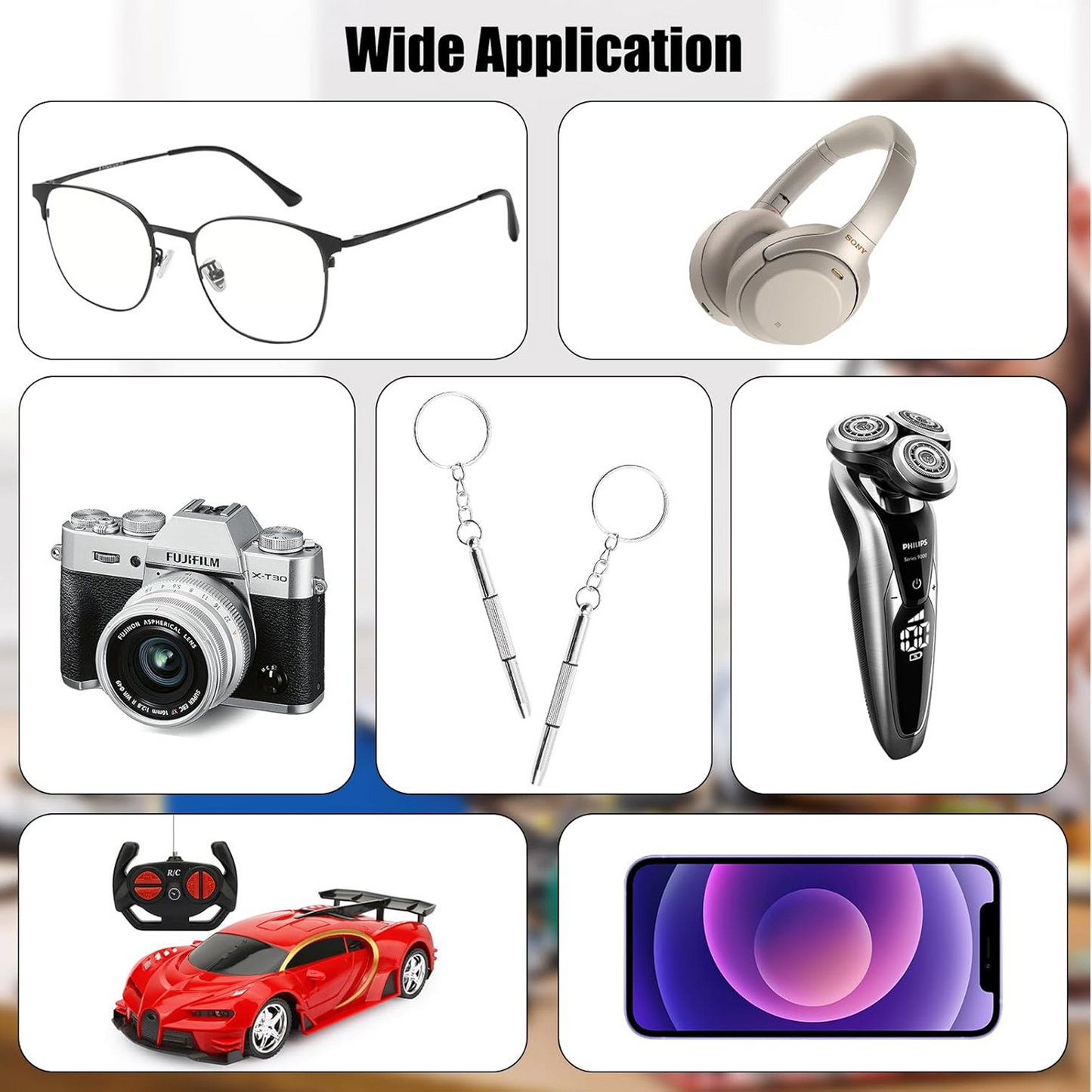 Mini Glasses Keychain Eyeglass Screwdriver for Eyeglasses, Phone, Electronics, Jewelry and Watch Repair