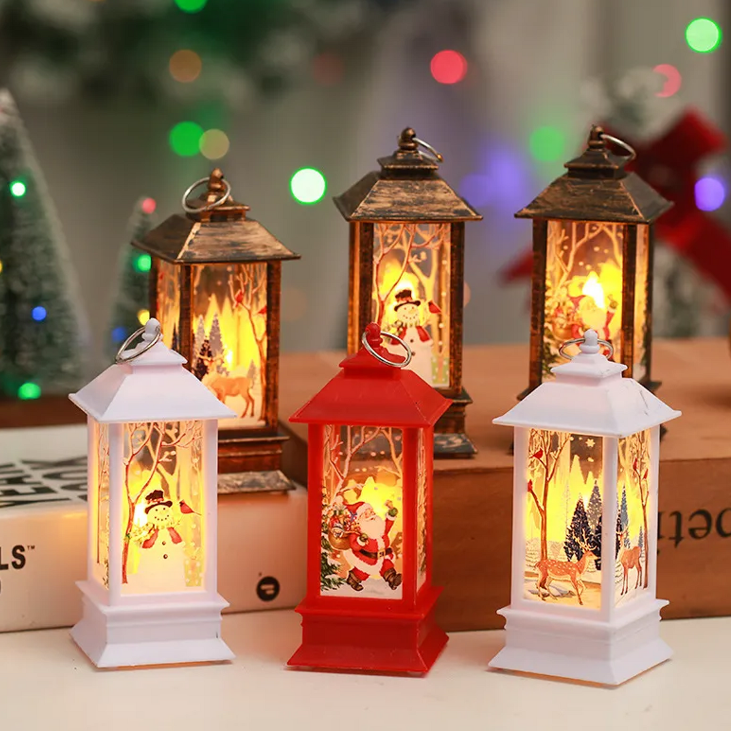 Christmas Musical Snow Globe Lantern Battery Operated Lighted Lantern for Christmas Festival Decoration Gifts