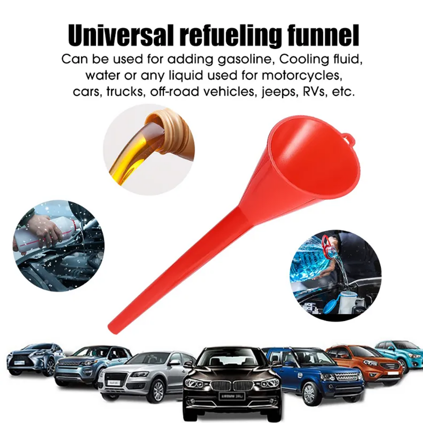 Multi-Function Plastic Long Neck Oil Funnel for All Automotive Oils Lubricants Engine Oils and Other Liquids