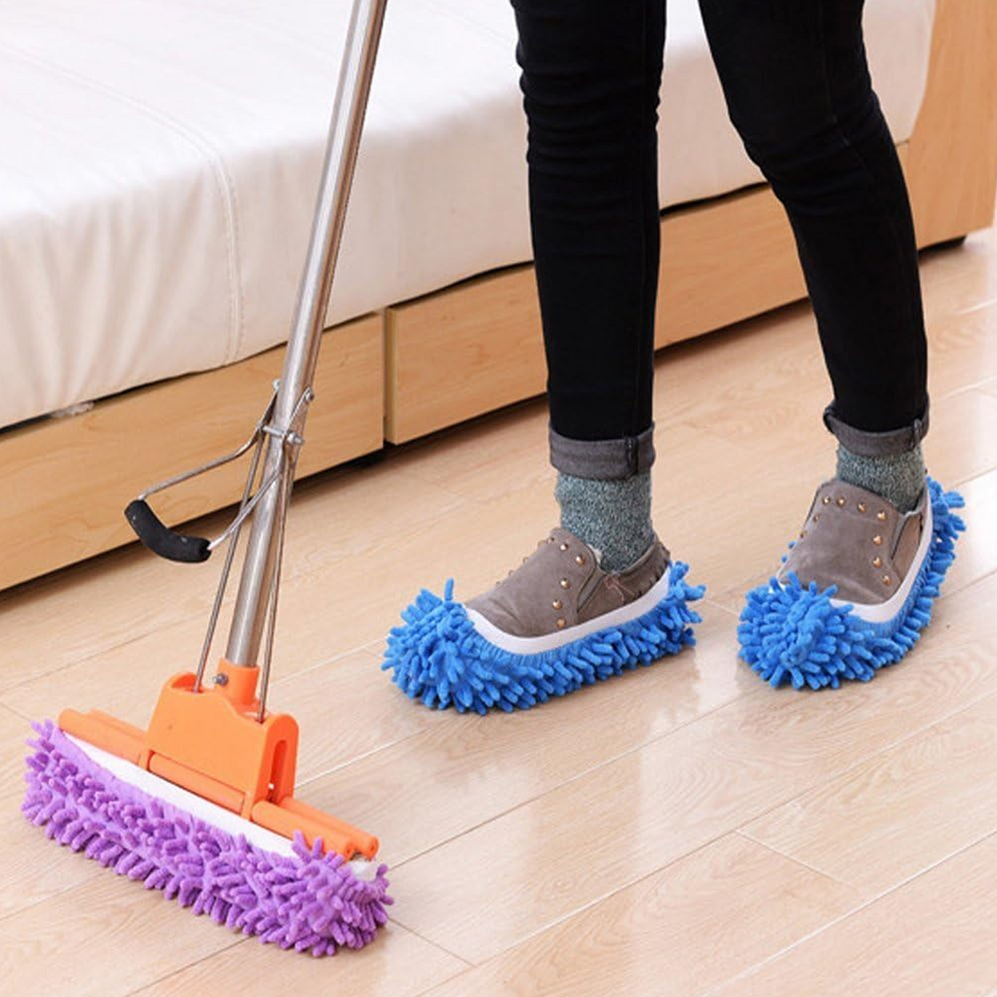 Duster Mop Slippers Cover Chenille Fibre Washable Dust Mop Slippers Floor Shoes for Bathroom, Kitchen