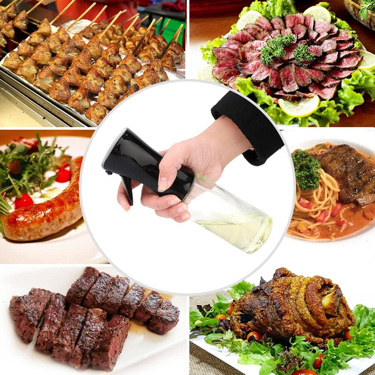 Oil Sprayer Glass Oil Dispenser Bottle Spray Refillable Food Grade Spritzer for Kitchen, Salad, Frying