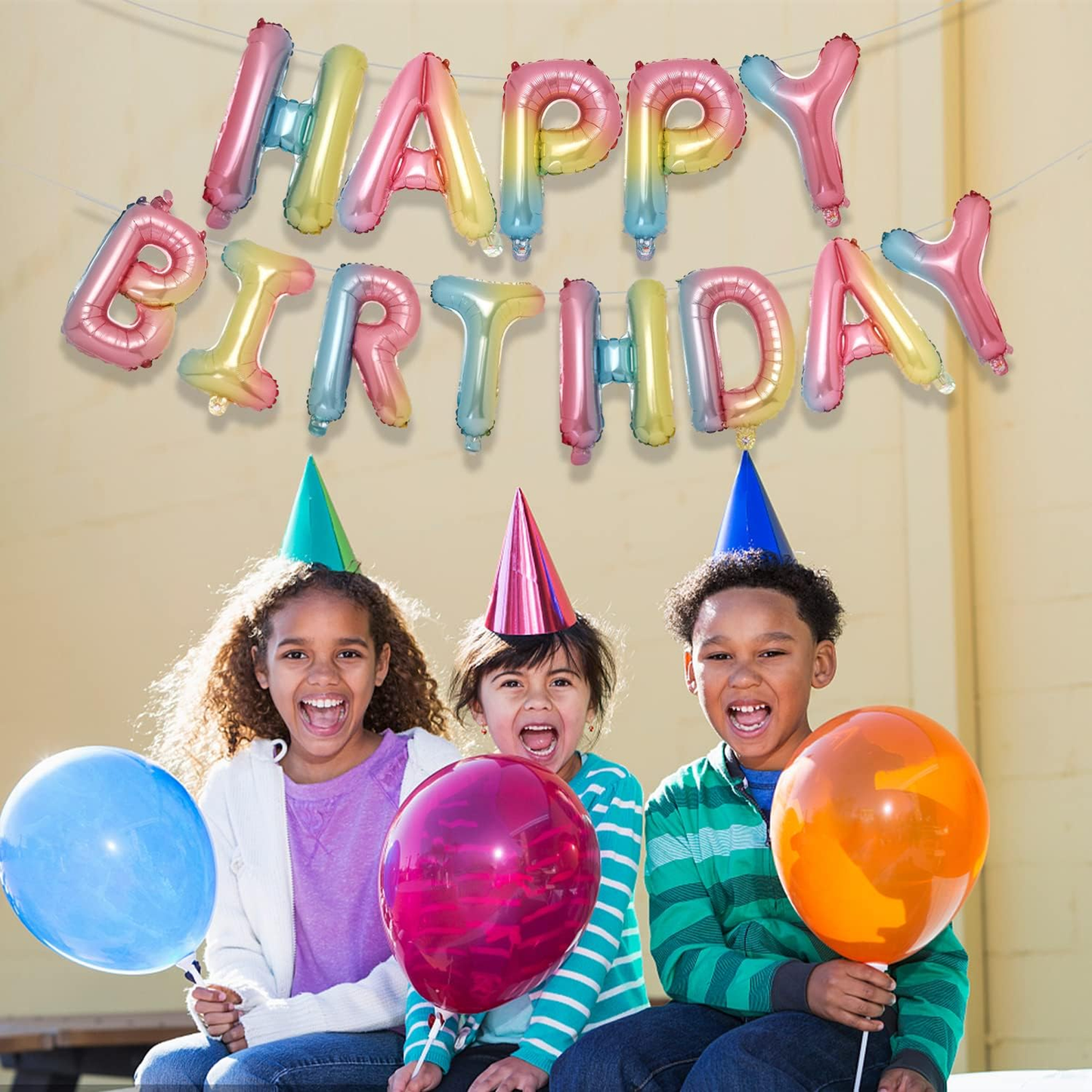 Happy Birthday Balloons Banner Foil Letters for Decorations Birthday Banner Kids, Child, Adults, Boys & Girls