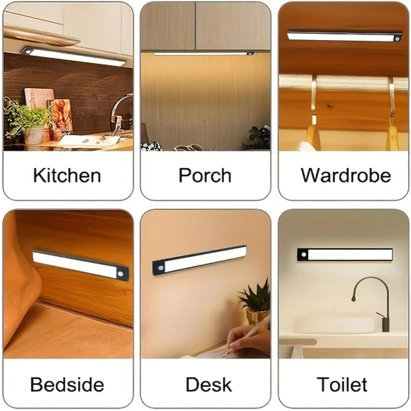 Wireless LED Under Cabinet Lights with USB Rechargeable Self Adhesive Wall Lights for Closet, Indoor