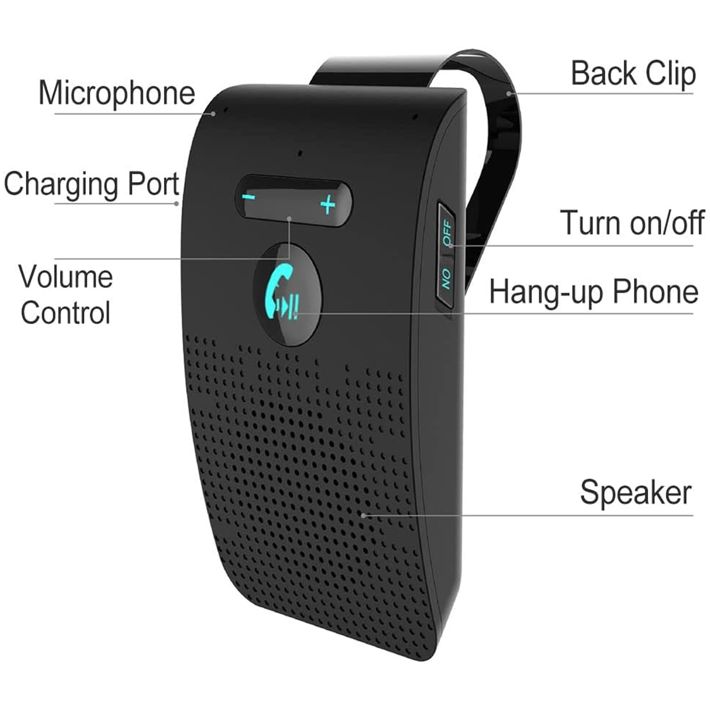 Car Hands Bluetooth Speaker Cell Phone for Cell Phone Car Kit with Back Clip, Auto Power On Off