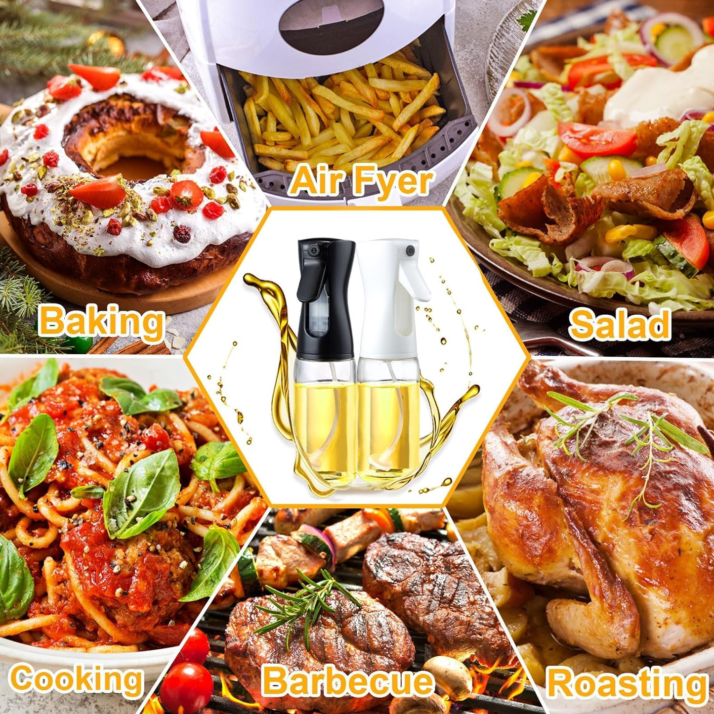 Oil Sprayer Glass Oil Dispenser Bottle Spray Refillable Food Grade Spritzer for Kitchen, Salad, Frying