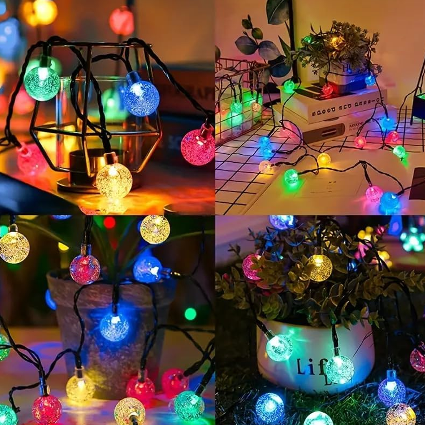 Solar Bubble Balls Lamp String Lights Outdoor Water Drops Outdoor Waterproof Orb Christmas Lights Patio Holiday Party