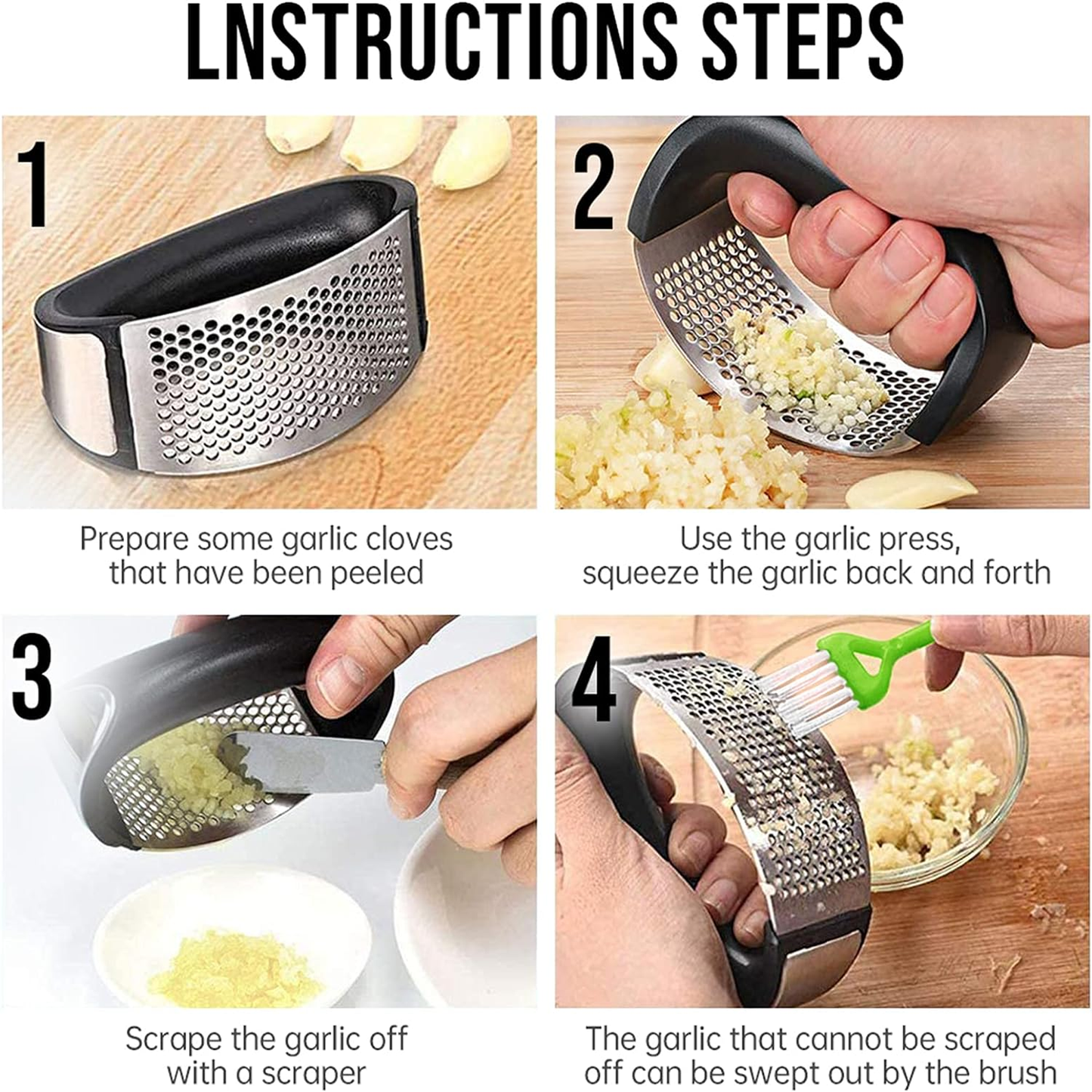 Garlic Press Cutter Stainless Steel Garlic Mincer Crusher with Ergonomic Handle Kitchen Gadgets