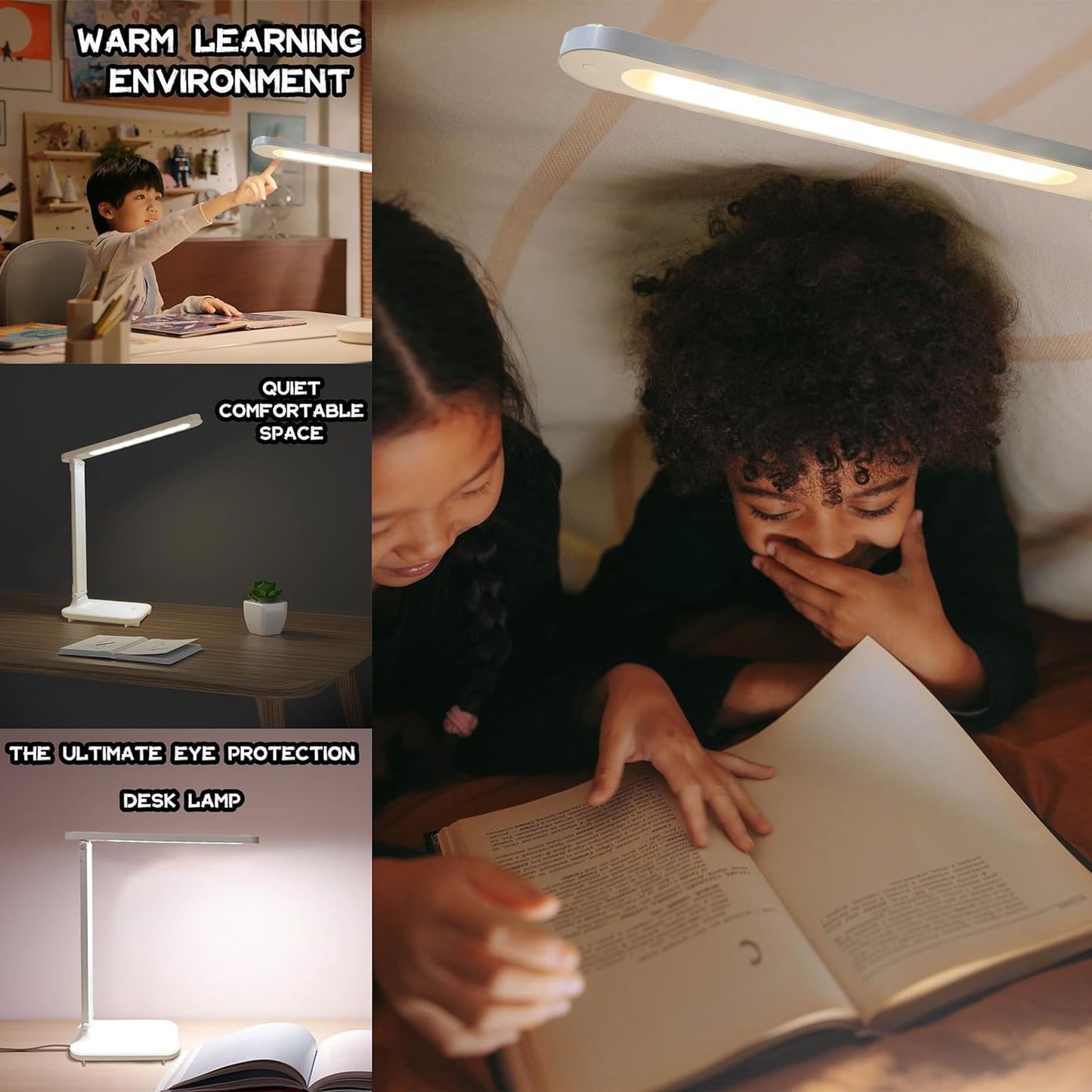 Dimmable LED Desk Table Reading Lamp With USB Charging Port 3 Lighting Modes for Home Office