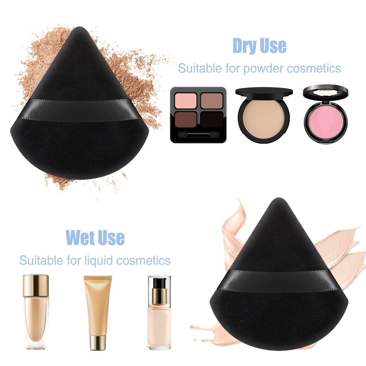 Powder Puff Triangle Makeup Sponge Setting Puff for Loose Powder Body Powder Beauty Makeup Tools