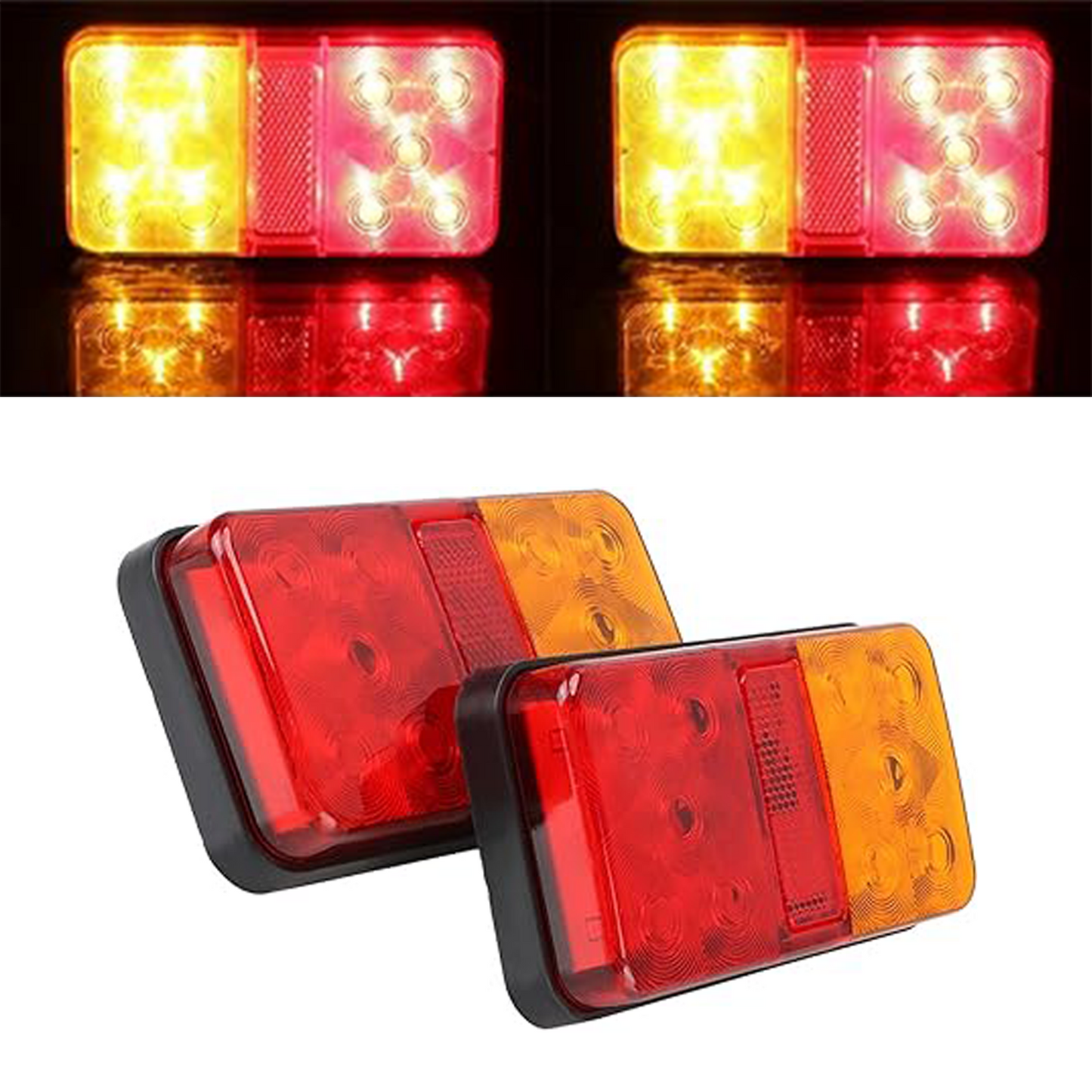 2Pcs 10 LED Truck Tail Light Bar Waterproof Turn Signal Brake Reverse for RV Camper